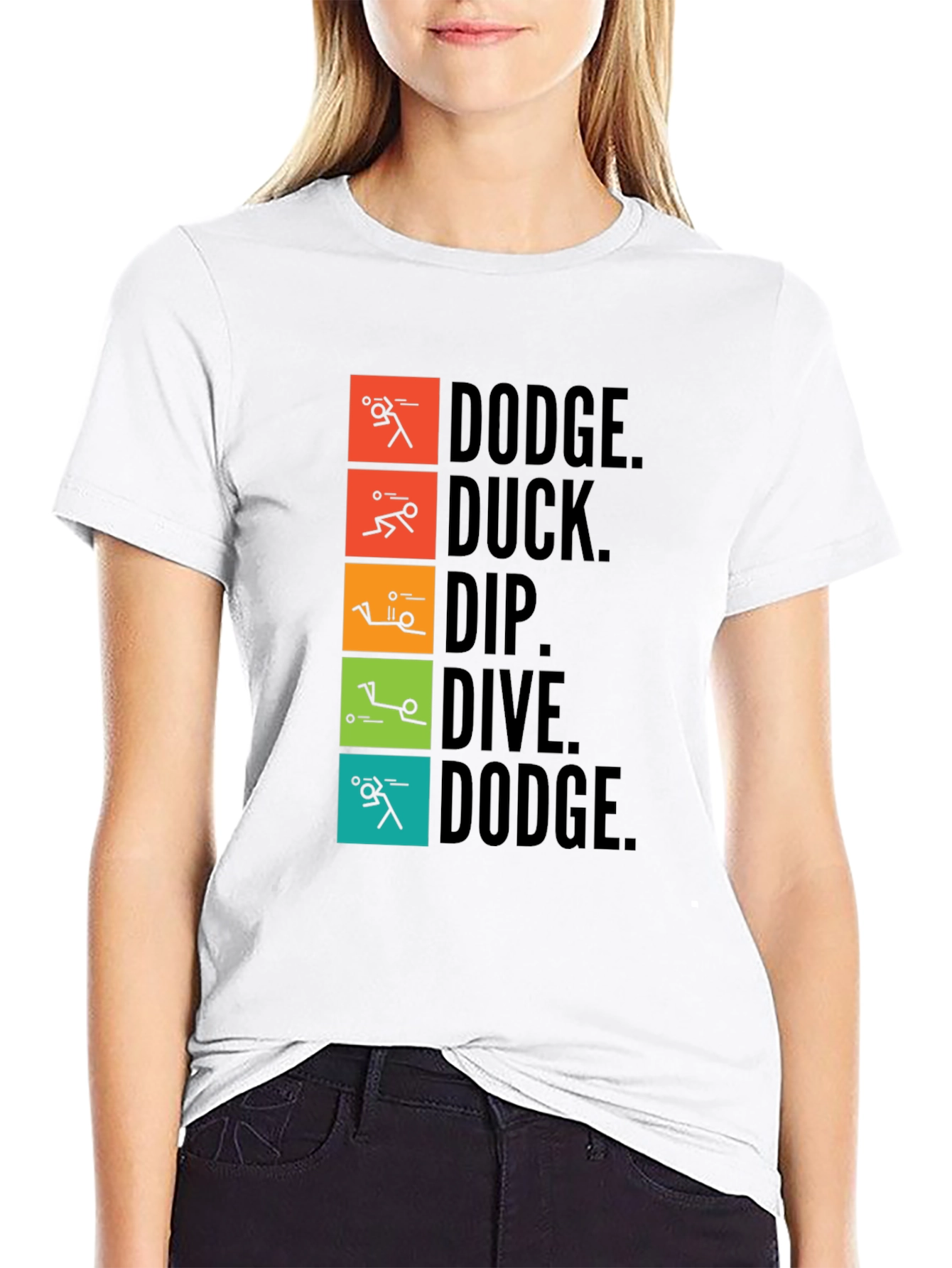 Black Dodgeball Inspired T-Shirt - Dodge, Duck, Dip, Dive, Dodge view 9