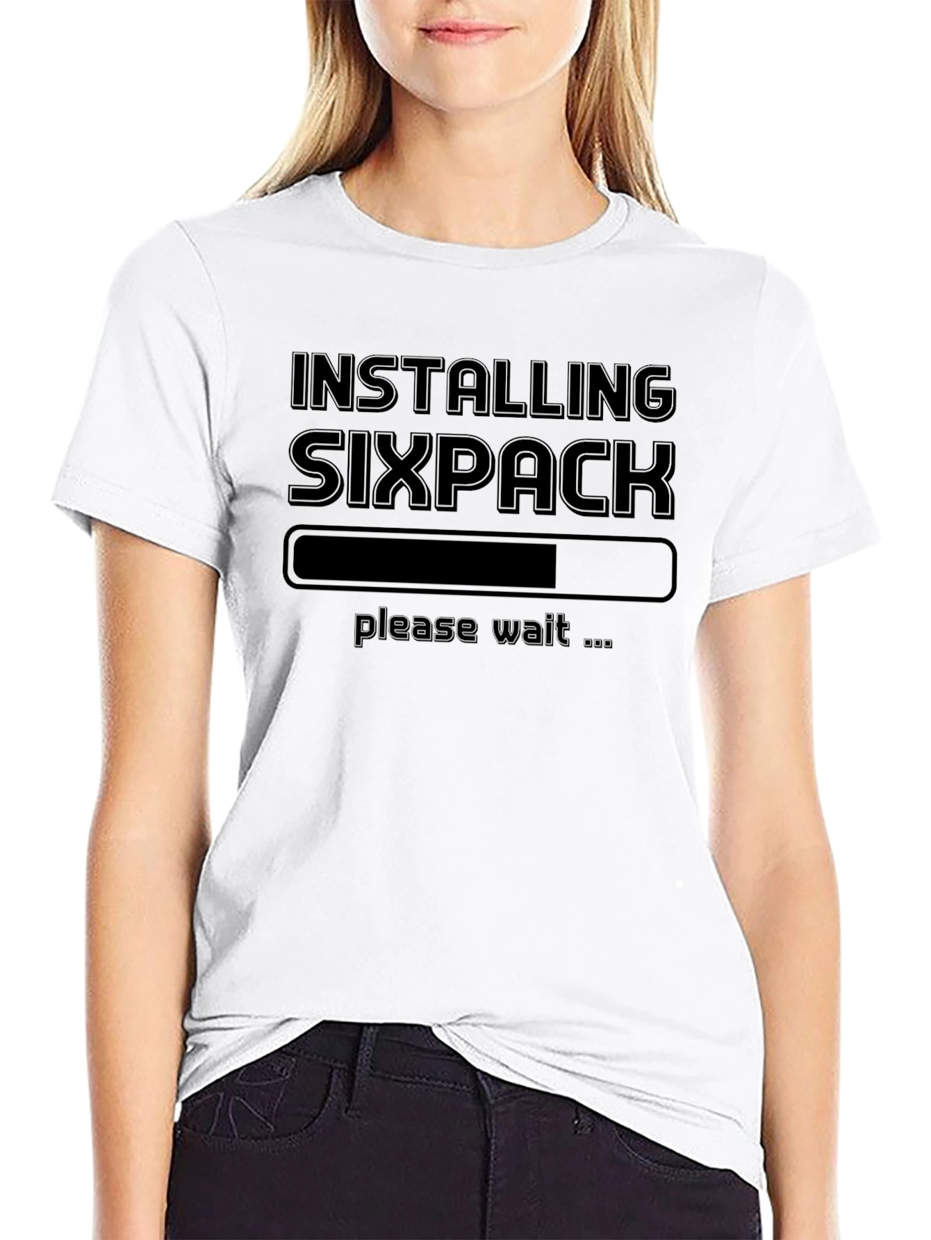 Black Installing Sixpack T-Shirt Funny Gym Tee view 9