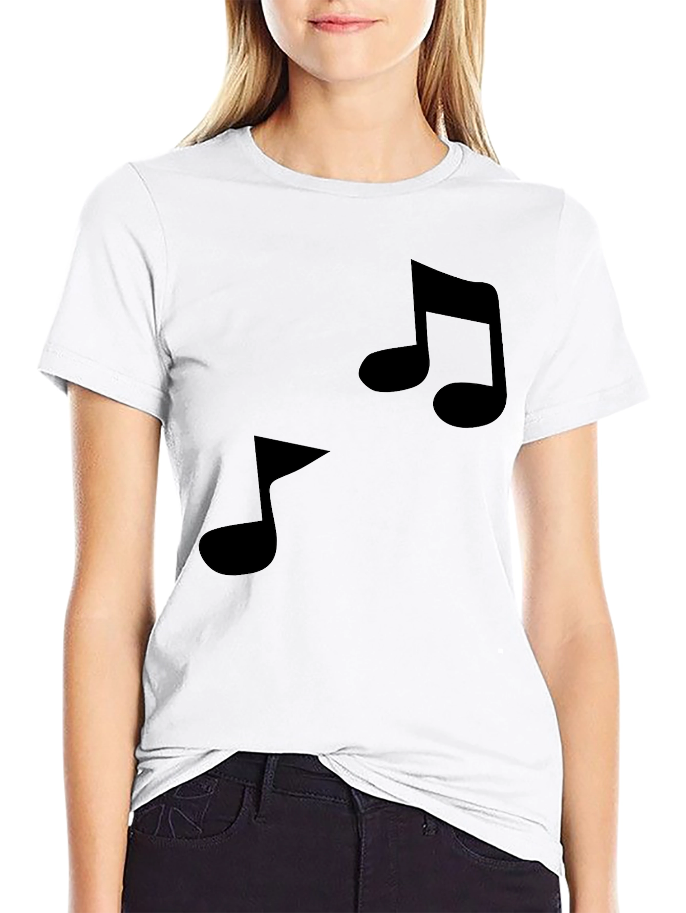 Black Musical Note Graphic Tee - Black Cotton Comfort view 9