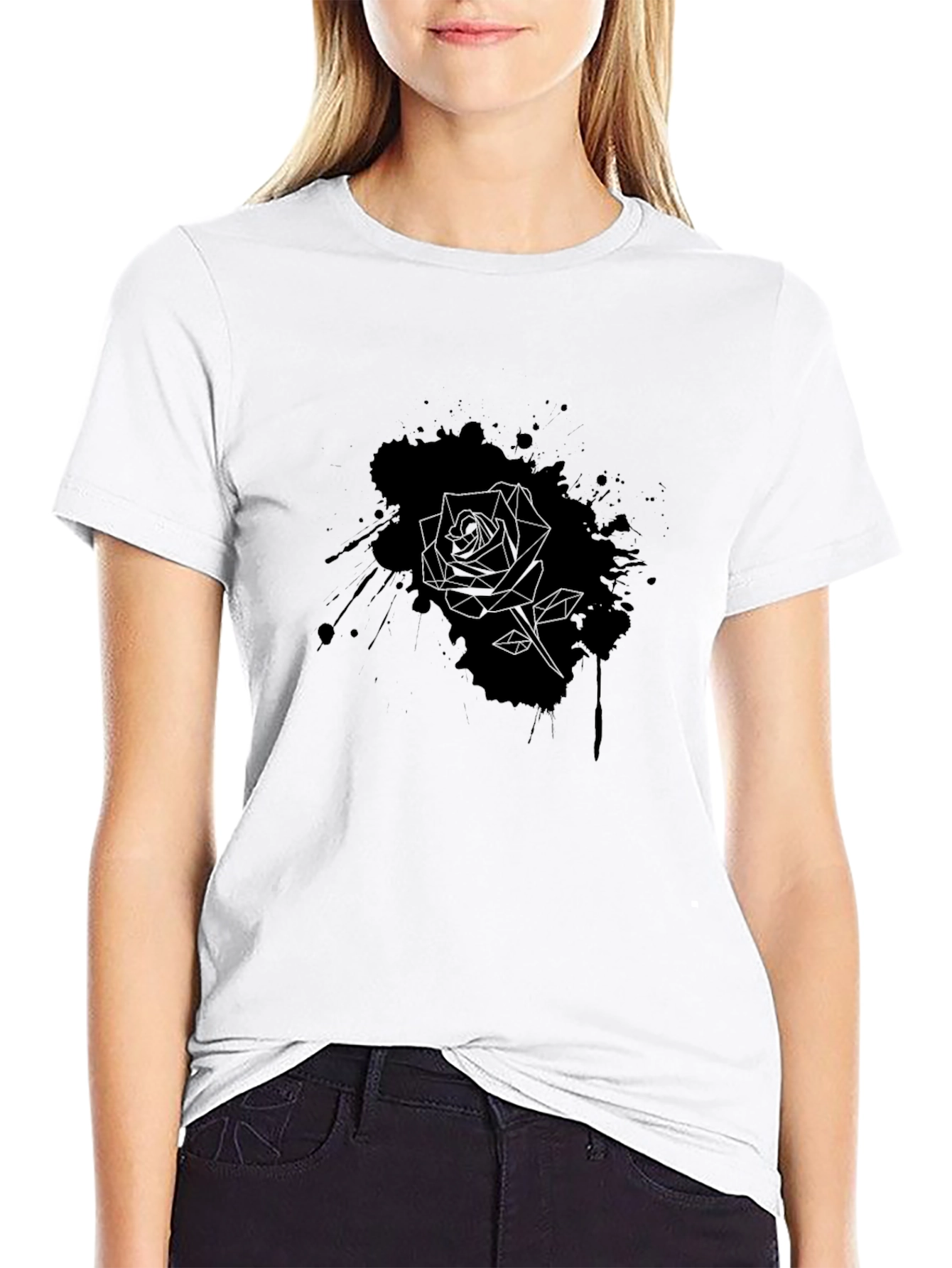 Black Men's Black Rose Graphic Tee - Stylish Casual Wear view 9