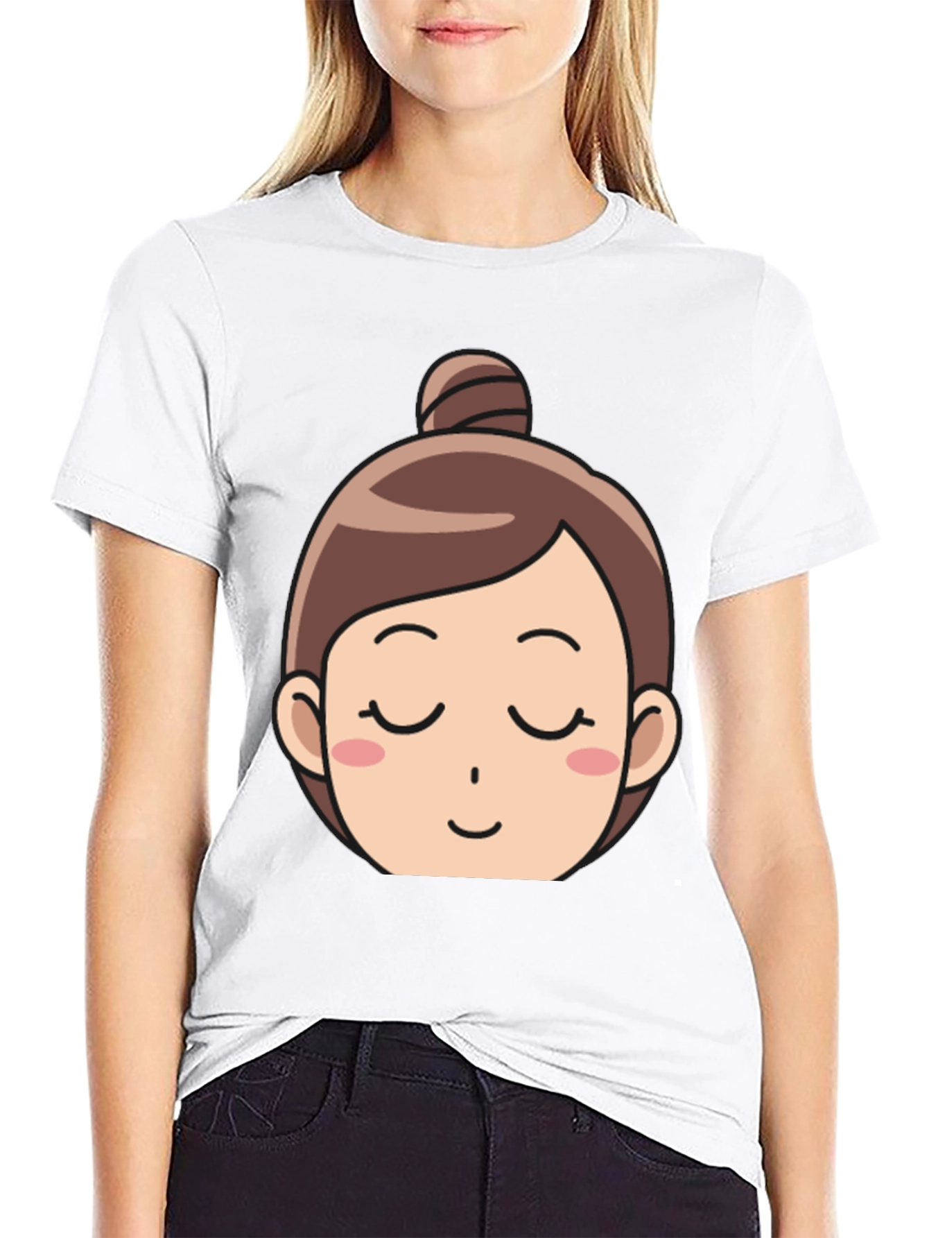 Black Cartoon Girl Face T-Shirt view 9