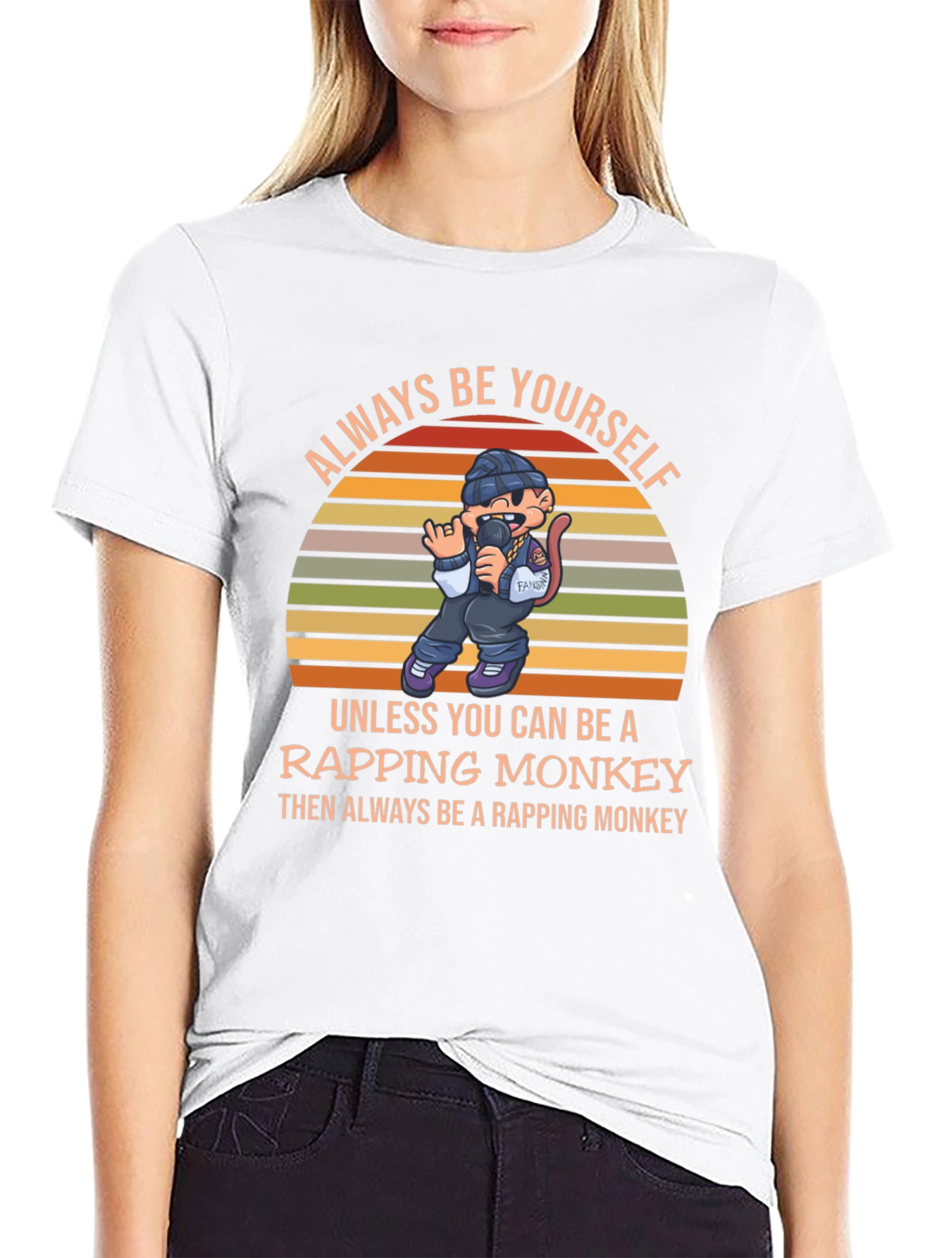 Black Rapping Monkey Graphic T-Shirt - Be Yourself view 9