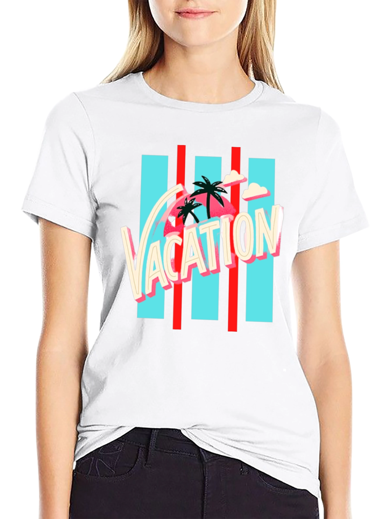 Vacation Graphic Tee - Retro Palm Design - 9