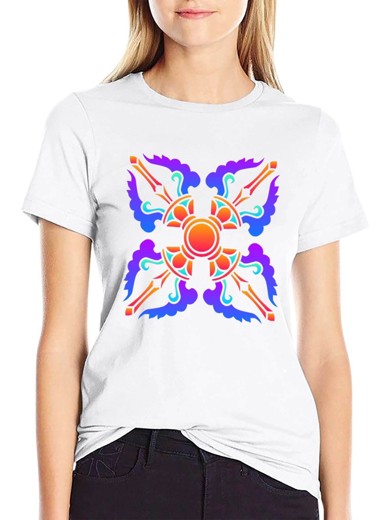 Black Vajra Graphic Tee - Bold Colorful Design on Black view 9