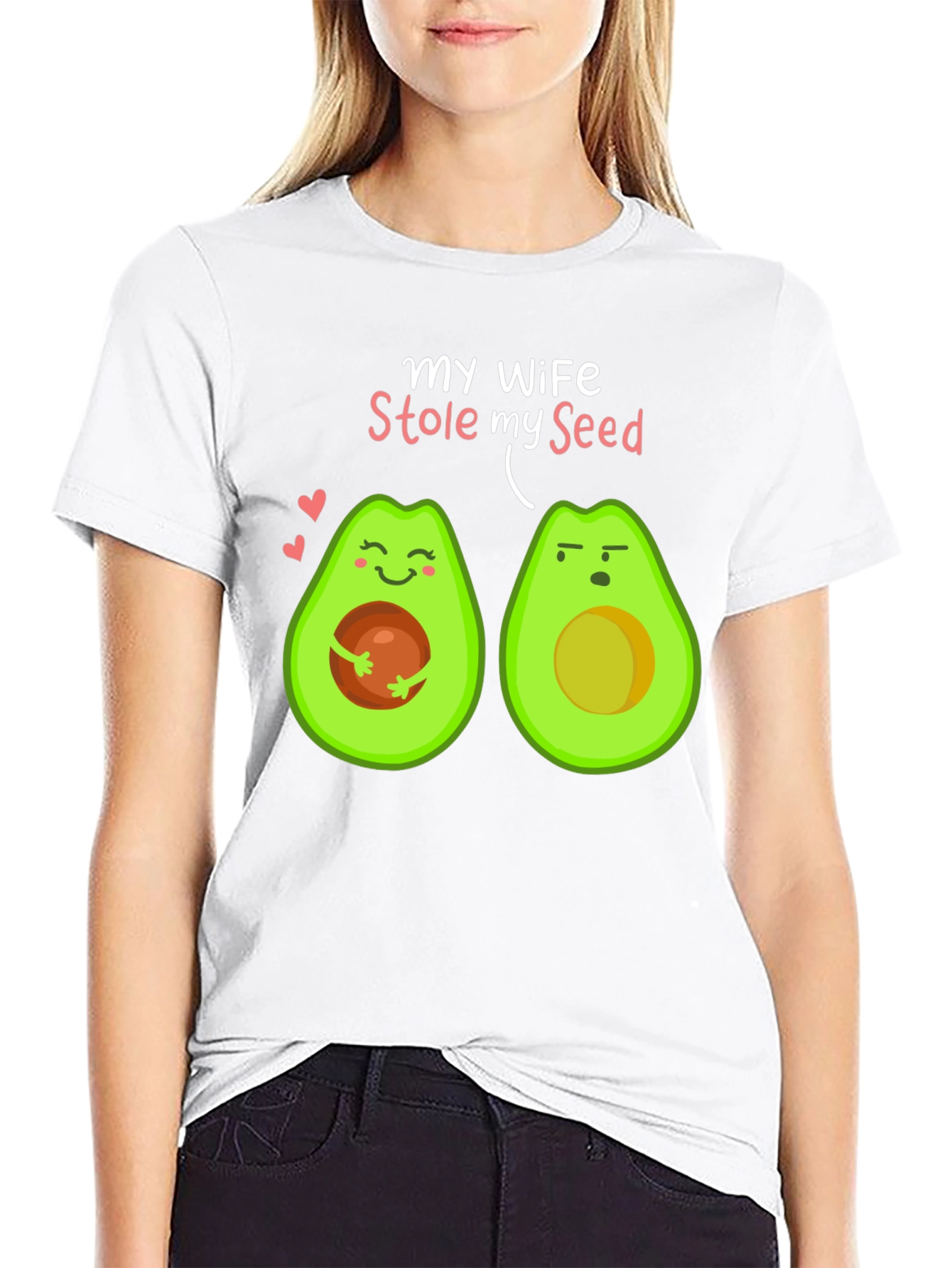 Black Funny Avocado Couple T-Shirt - My Wife Stole My Seed view 9