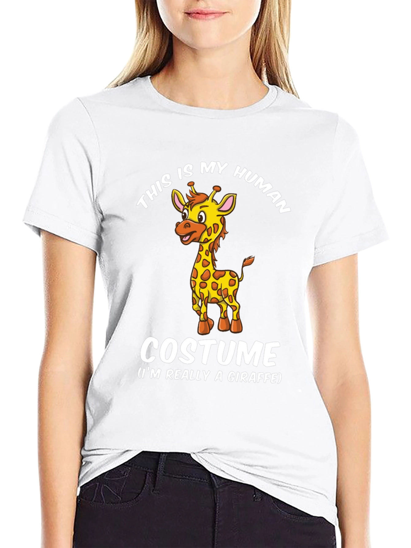 Black Giraffe Costume T-Shirt - Funny Animal Tee view 9