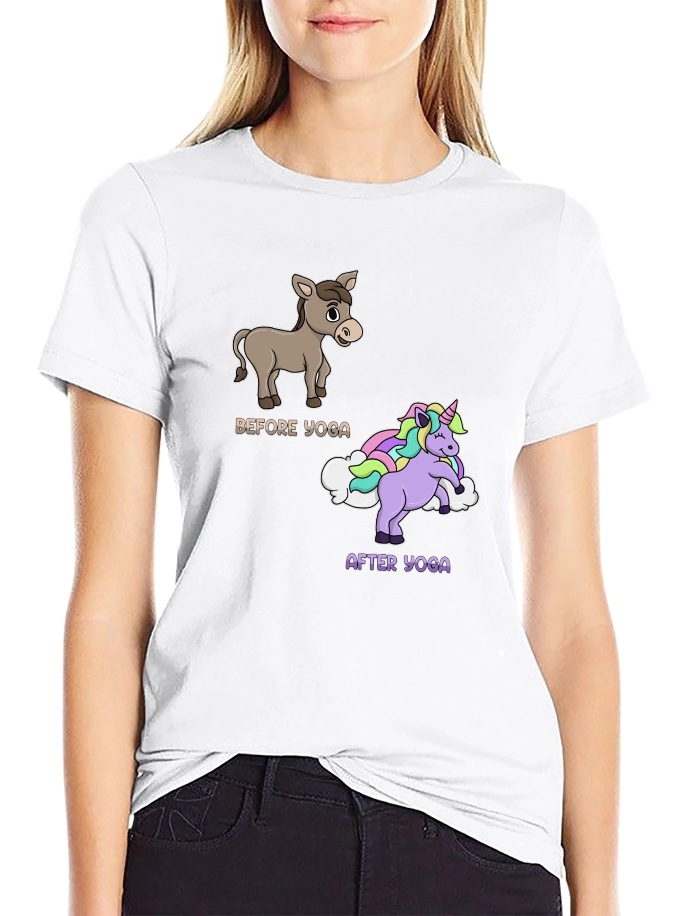 Black Yoga Donkey to Unicorn T-Shirt view 9