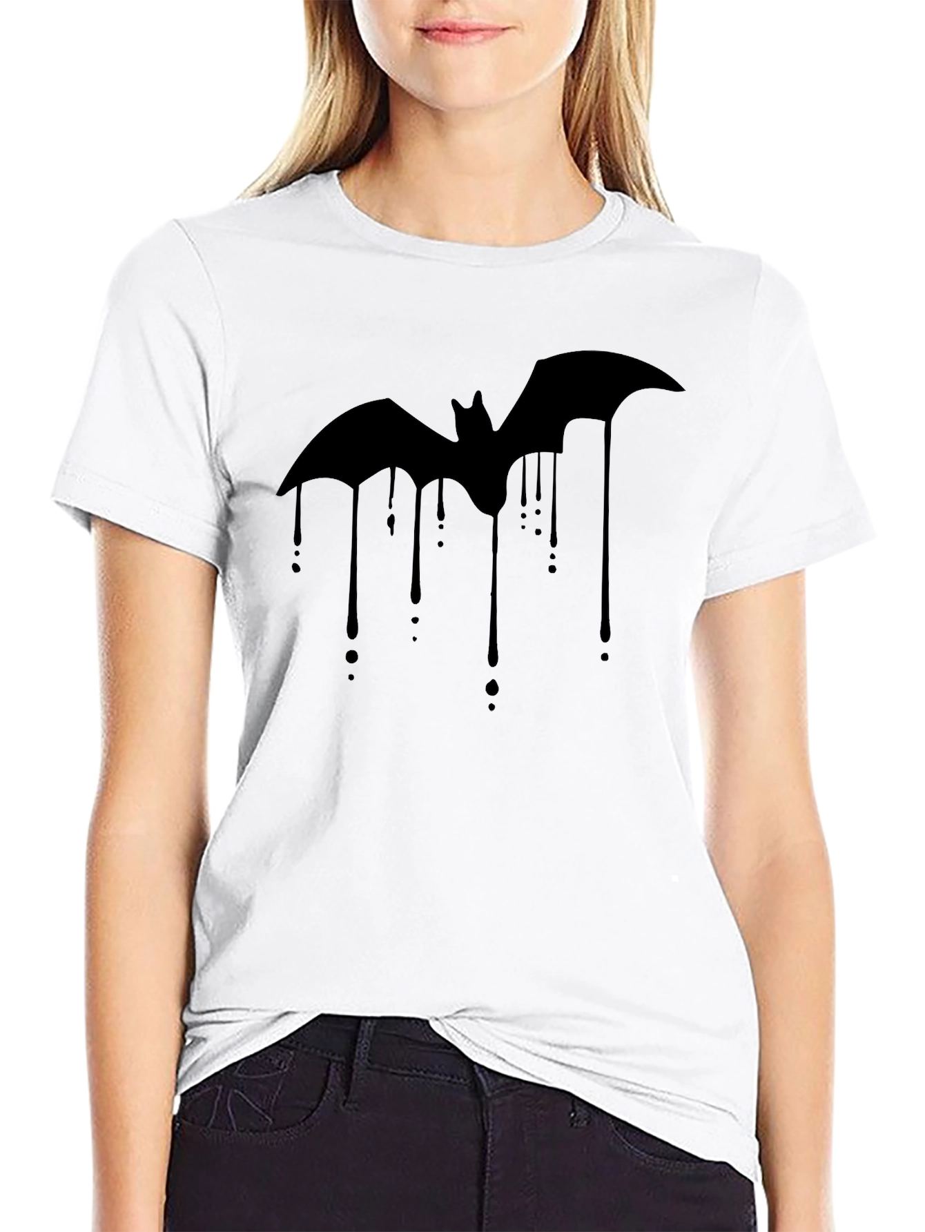 Black Bat Drip Graphic Tee - Men's Black T-Shirt view 9