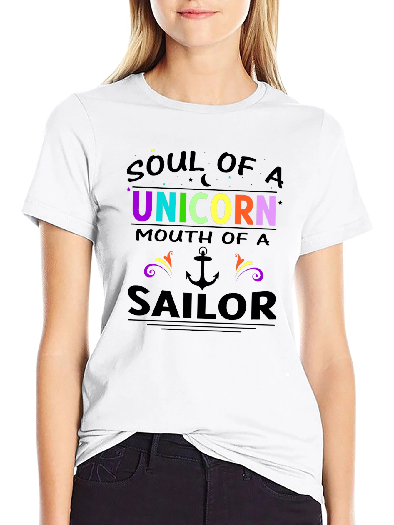 Black Soul of a Unicorn Sailor Graphic Tee view 9