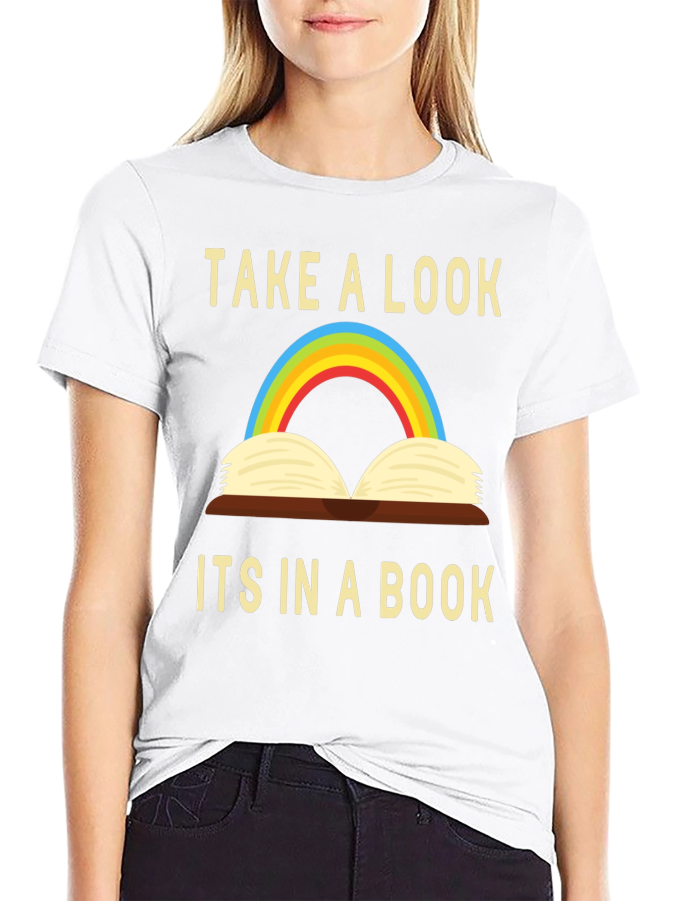 Black Take a Look - It's in a Book T-Shirt view 9
