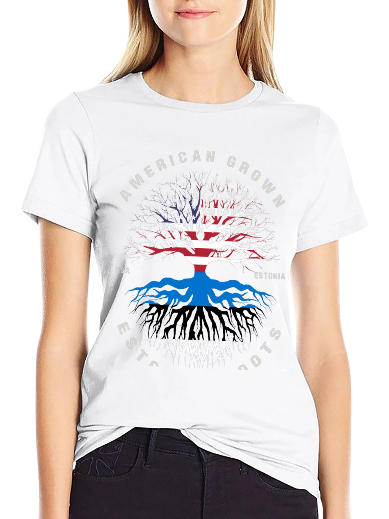 Black American Grown Estonia Roots Graphic Tee view 9