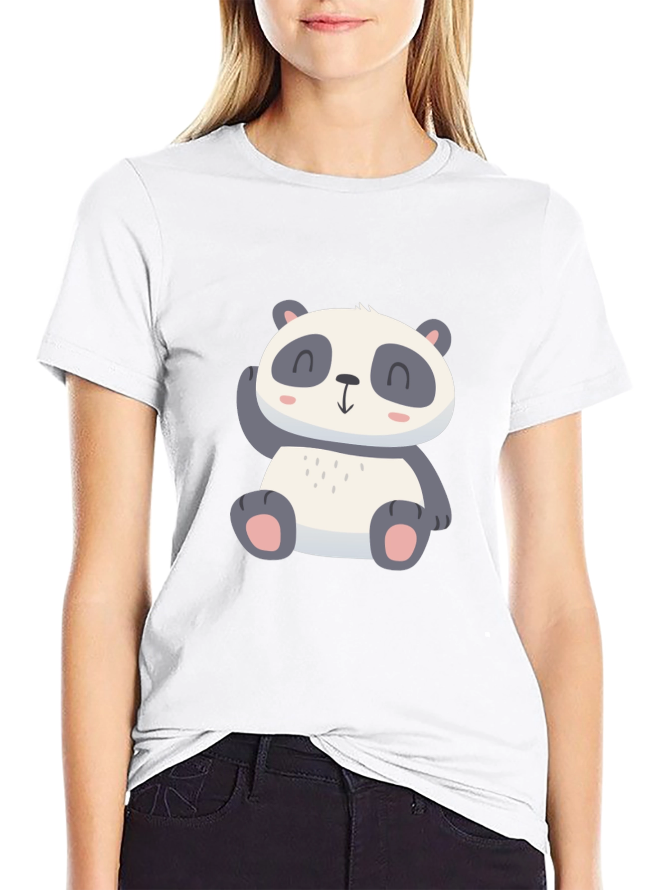 Black Cute Panda Graphic Tee - Soft Cotton Blend view 9