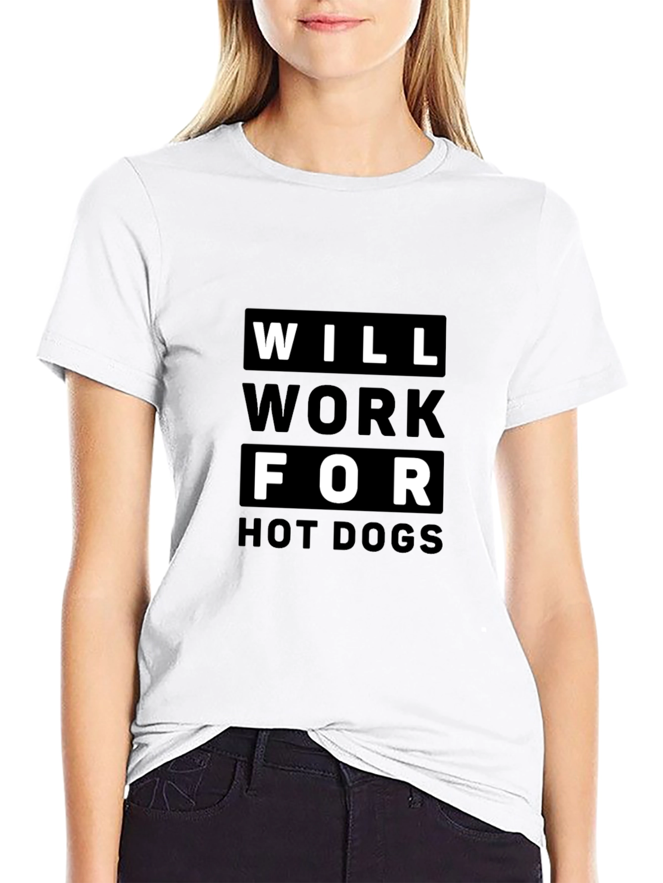 Black Will Work For Hot Dogs Graphic T-Shirt view 9