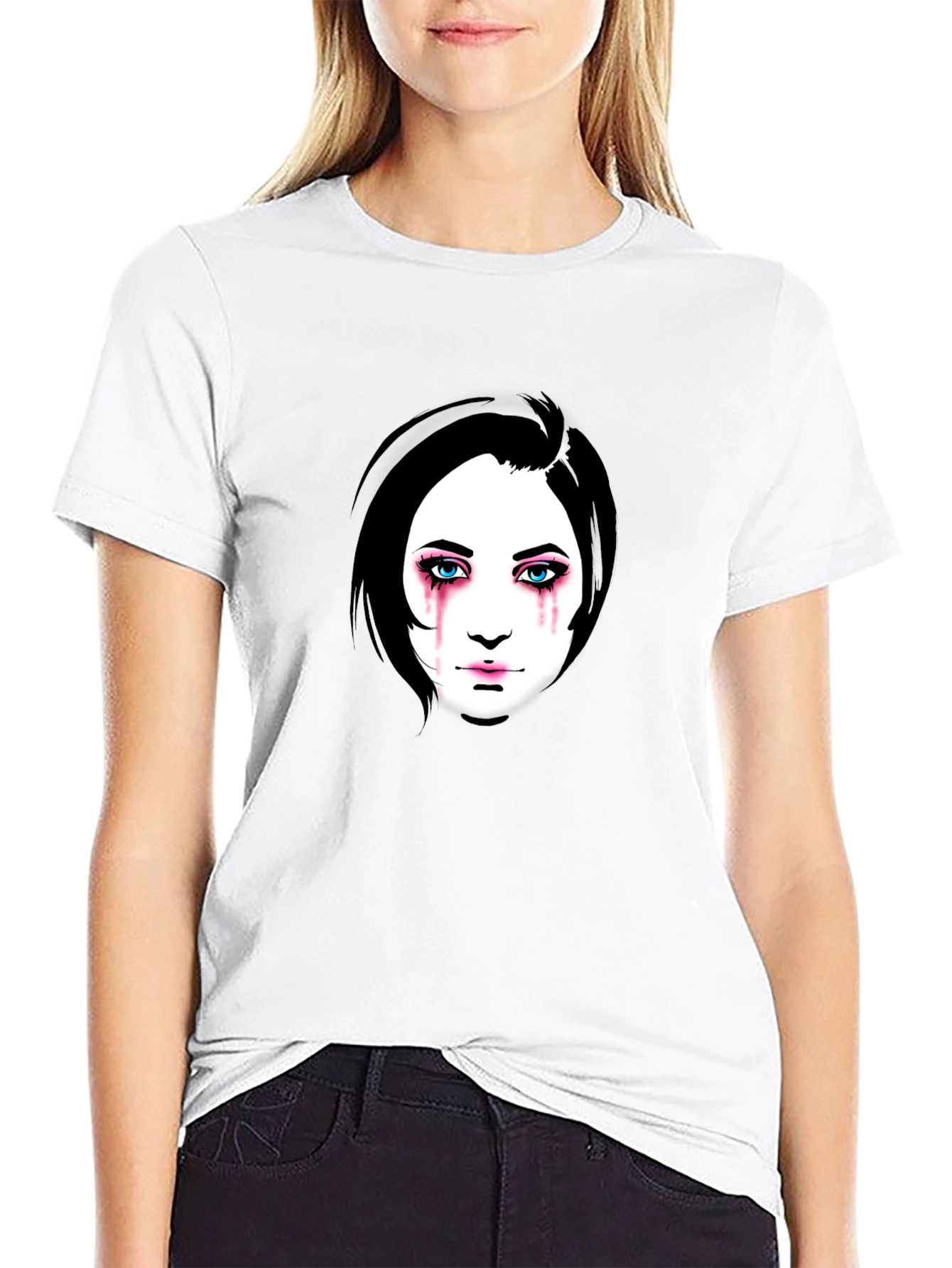 Black Emotional Portrait Graphic Black T-Shirt view 9