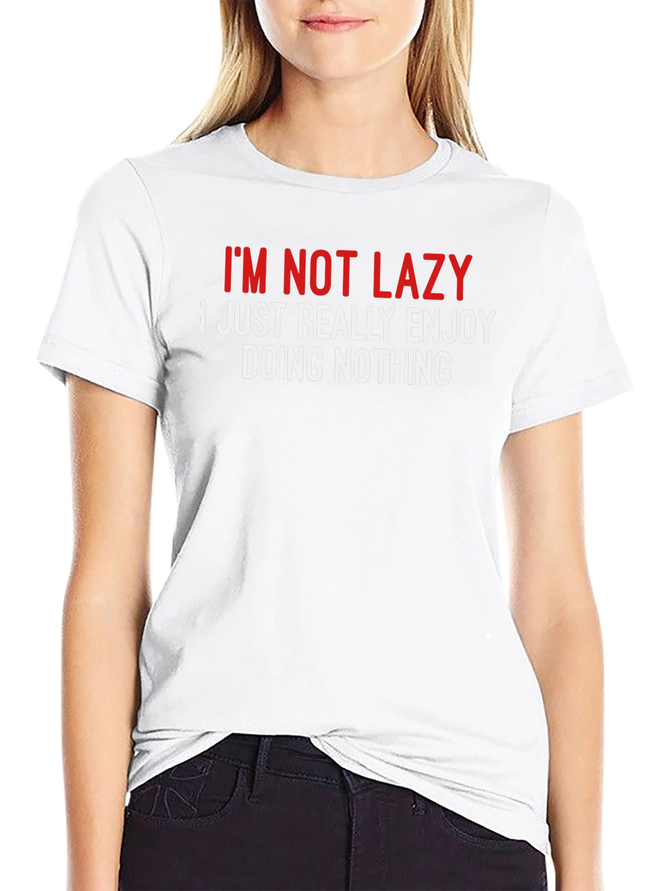 Black Funny "I'm Not Lazy" Graphic T-Shirt view 9