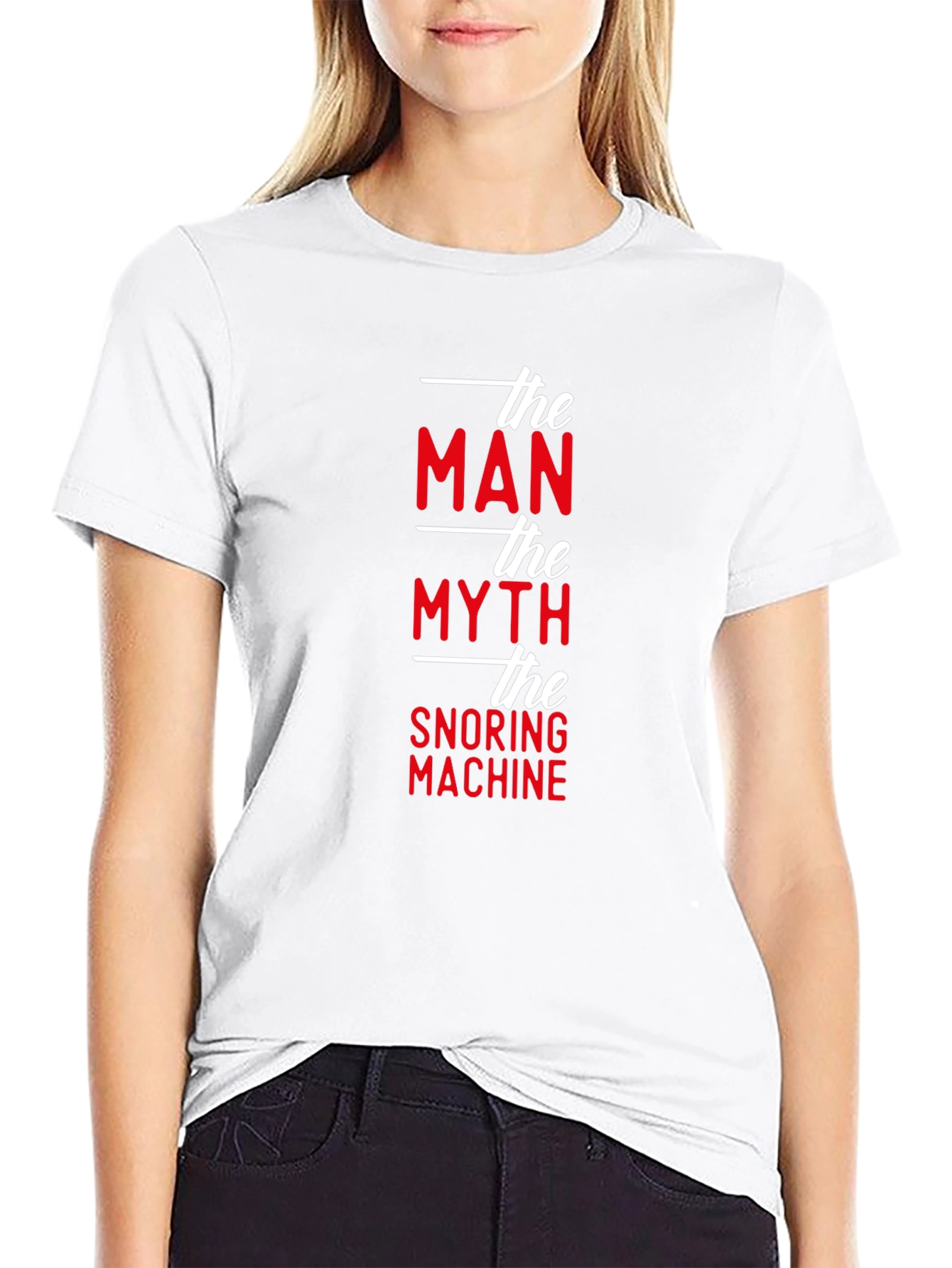 Black The Man, The Myth, The Snoring Machine Funny T-Shirt view 9