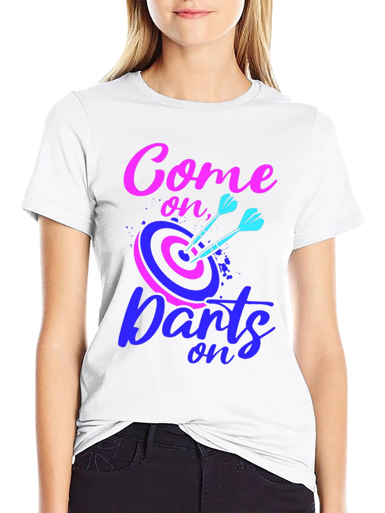 Black Come On Darts Graphic T-Shirt view 9
