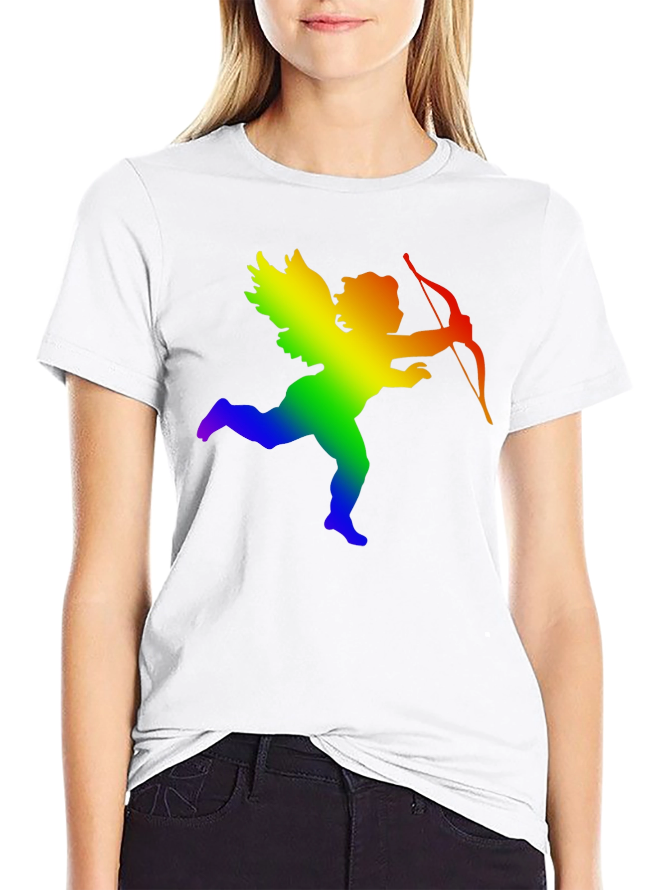 Black Rainbow Cupid Graphic Tee - Black view 9