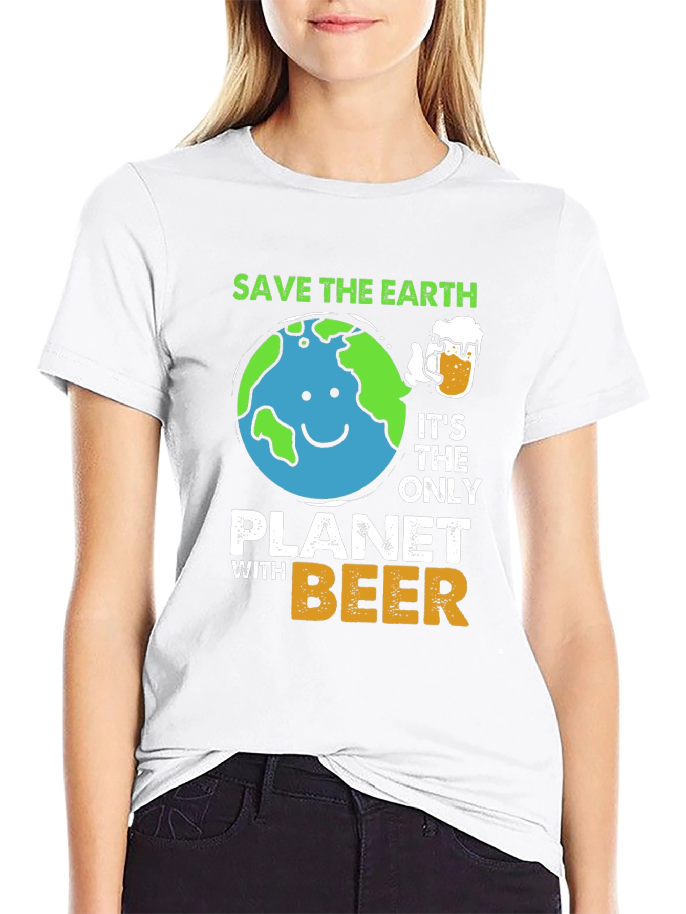 Black Save The Earth Planet Beer T-Shirt view 9