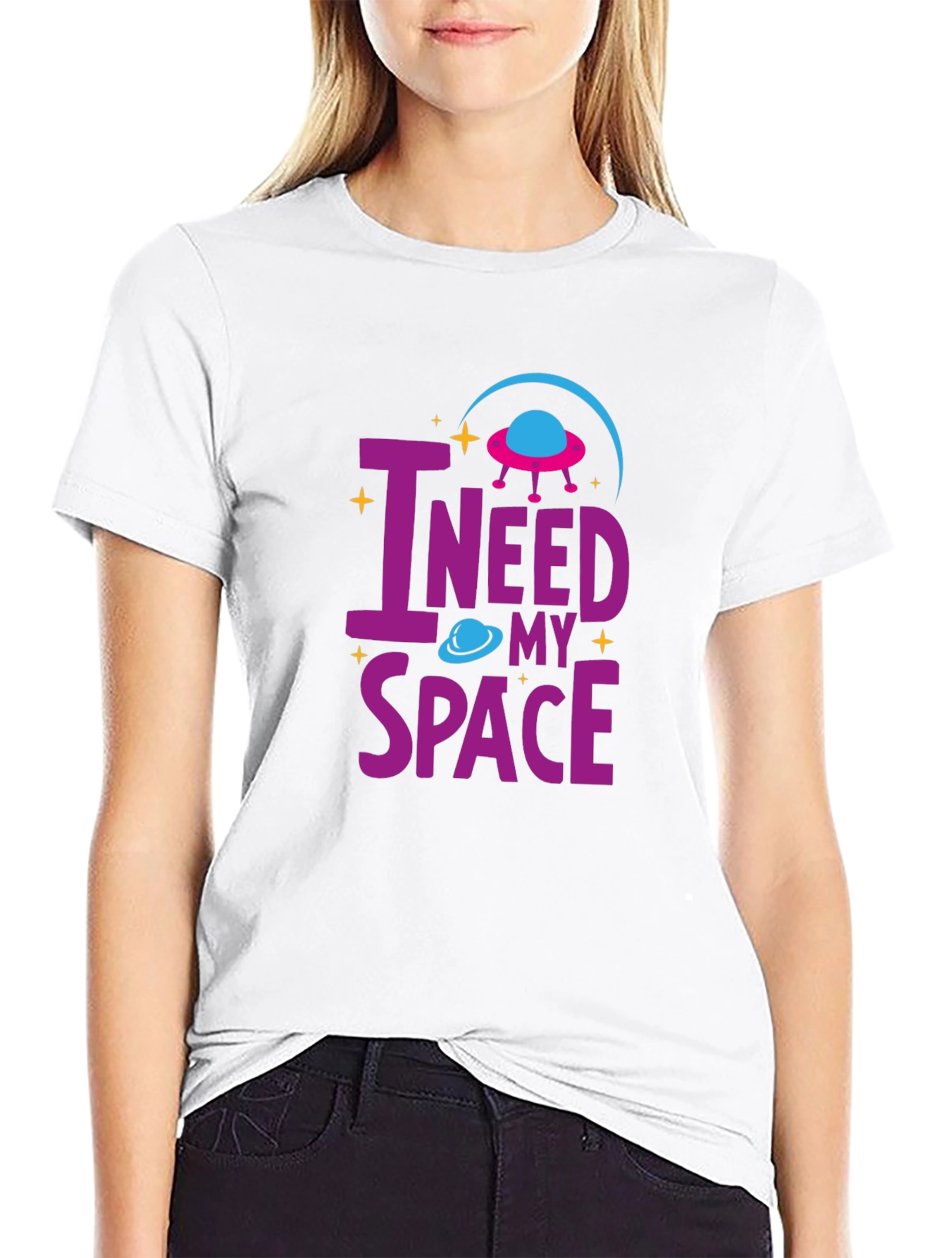 Black I Need My Space T-Shirt Alien UFO Design view 9