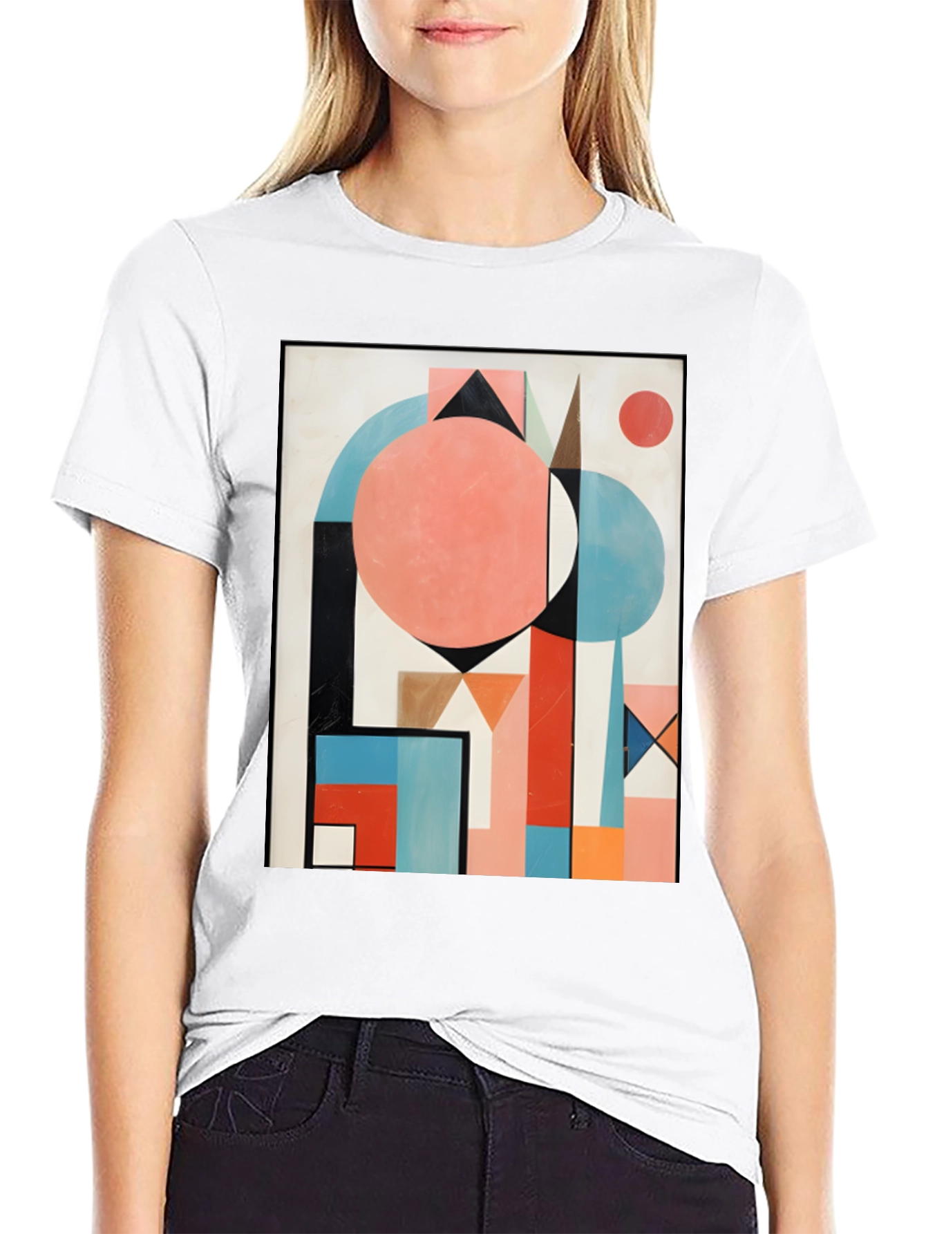 Black Abstract Geometric Art T-Shirt - Modern Graphic Tee view 9