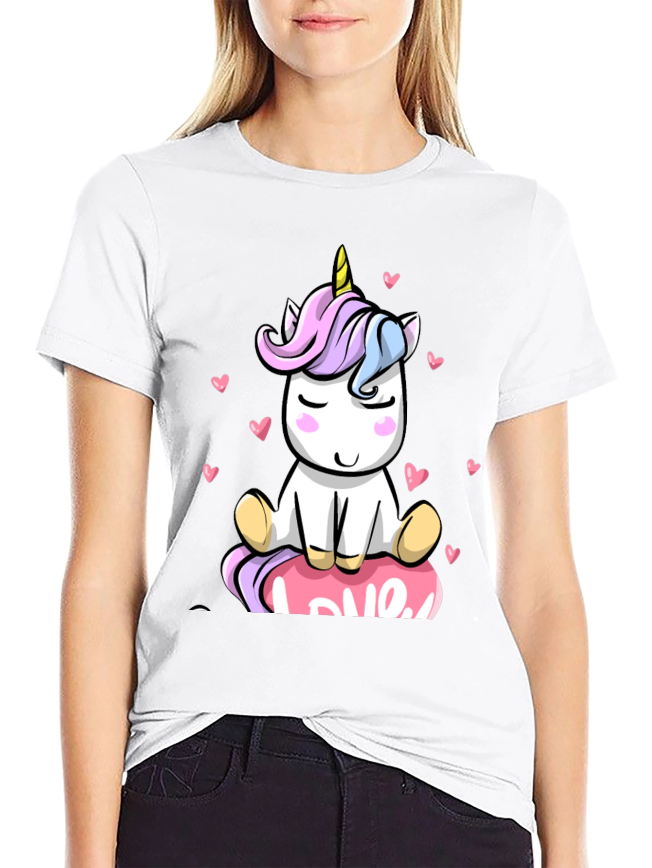 Black Unicorn Love T-Shirt Cute Graphic Tee view 9