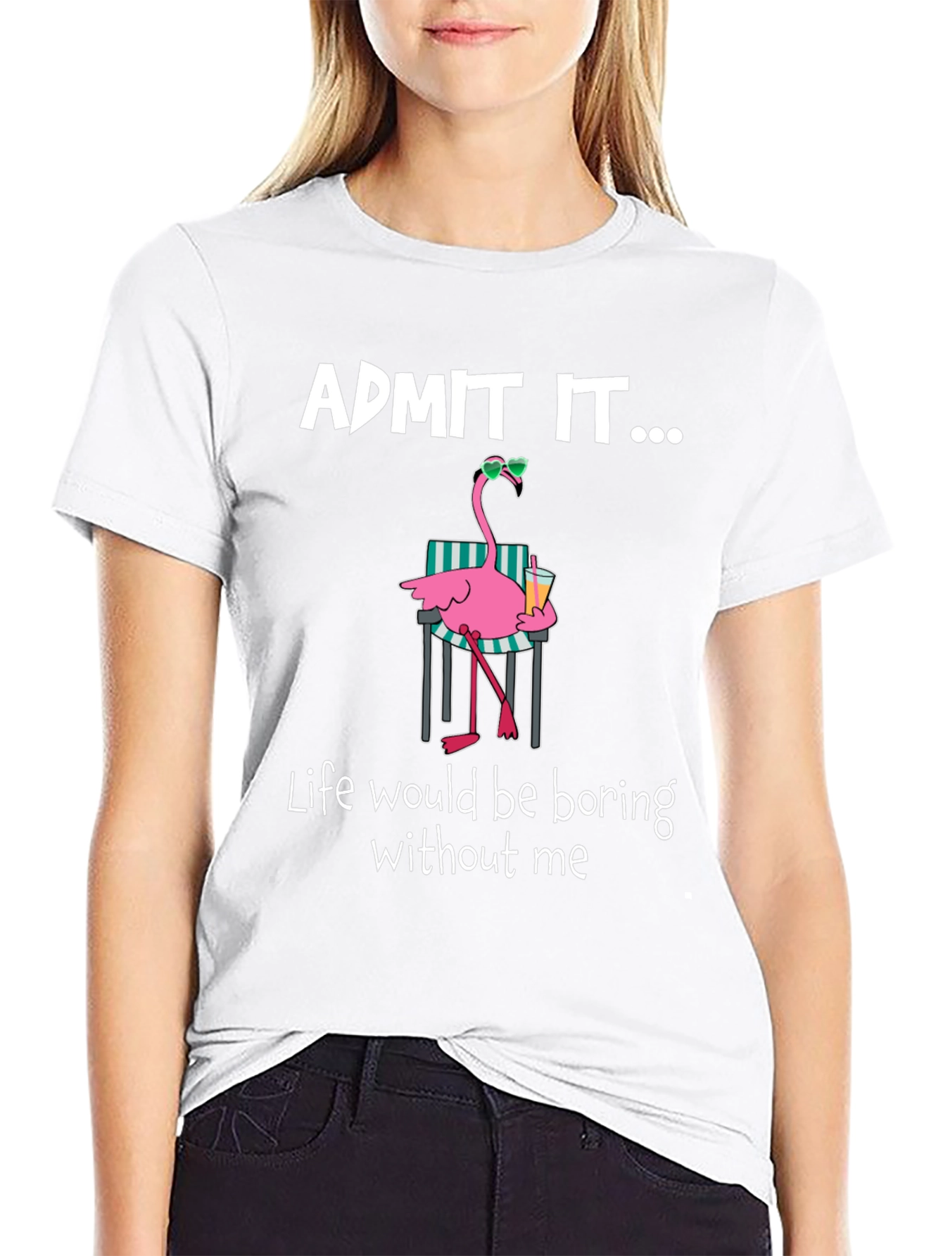 Black Funny Flamingo Admit It T-Shirt view 9