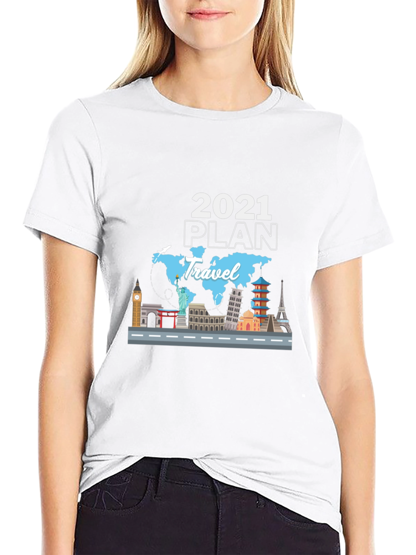 Black 2021 Travel Plan Black T-Shirt view 9