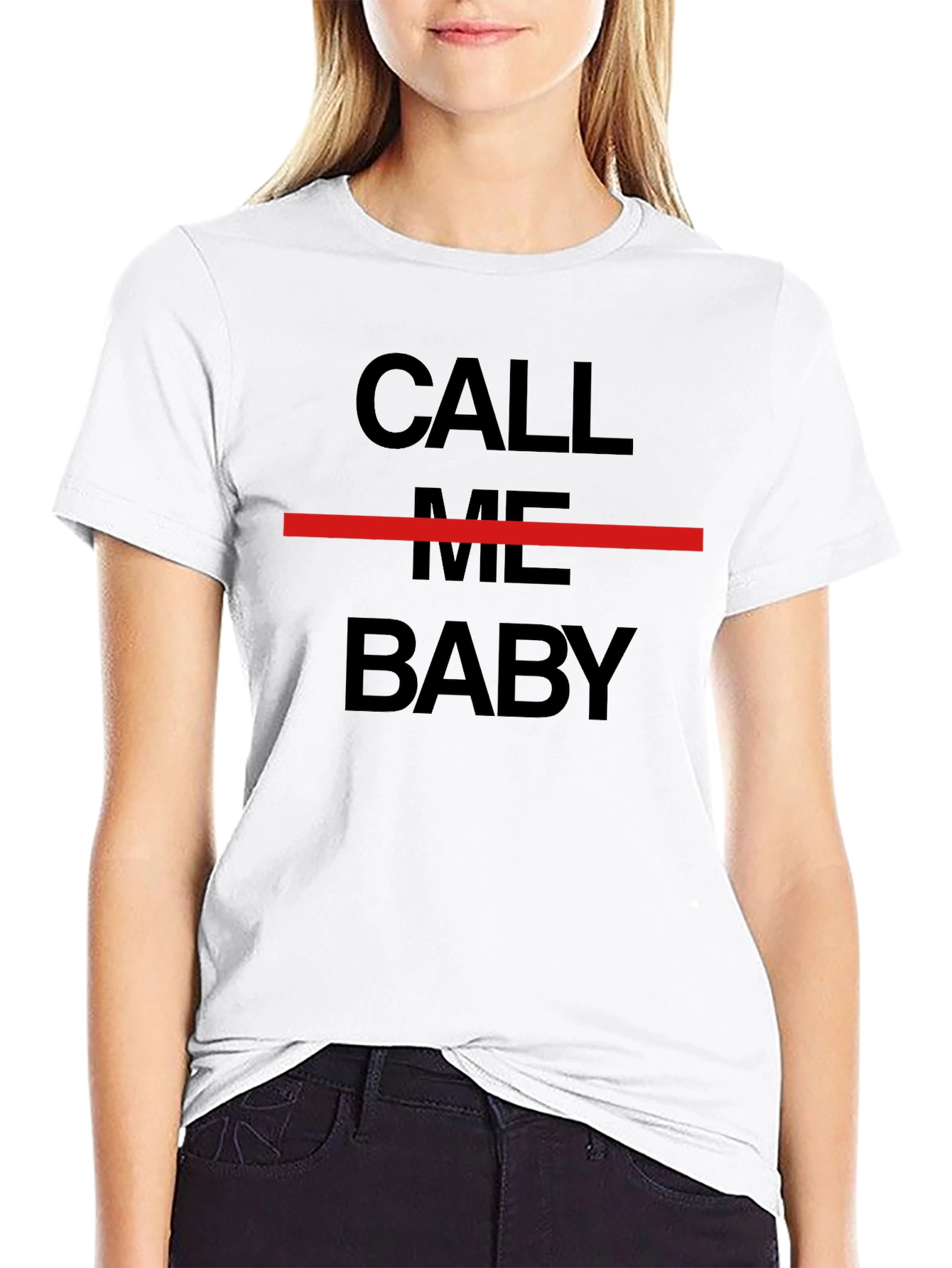 Black Call Me Baby Graphic Tee - Soft Cotton Casual T-Shirt view 9