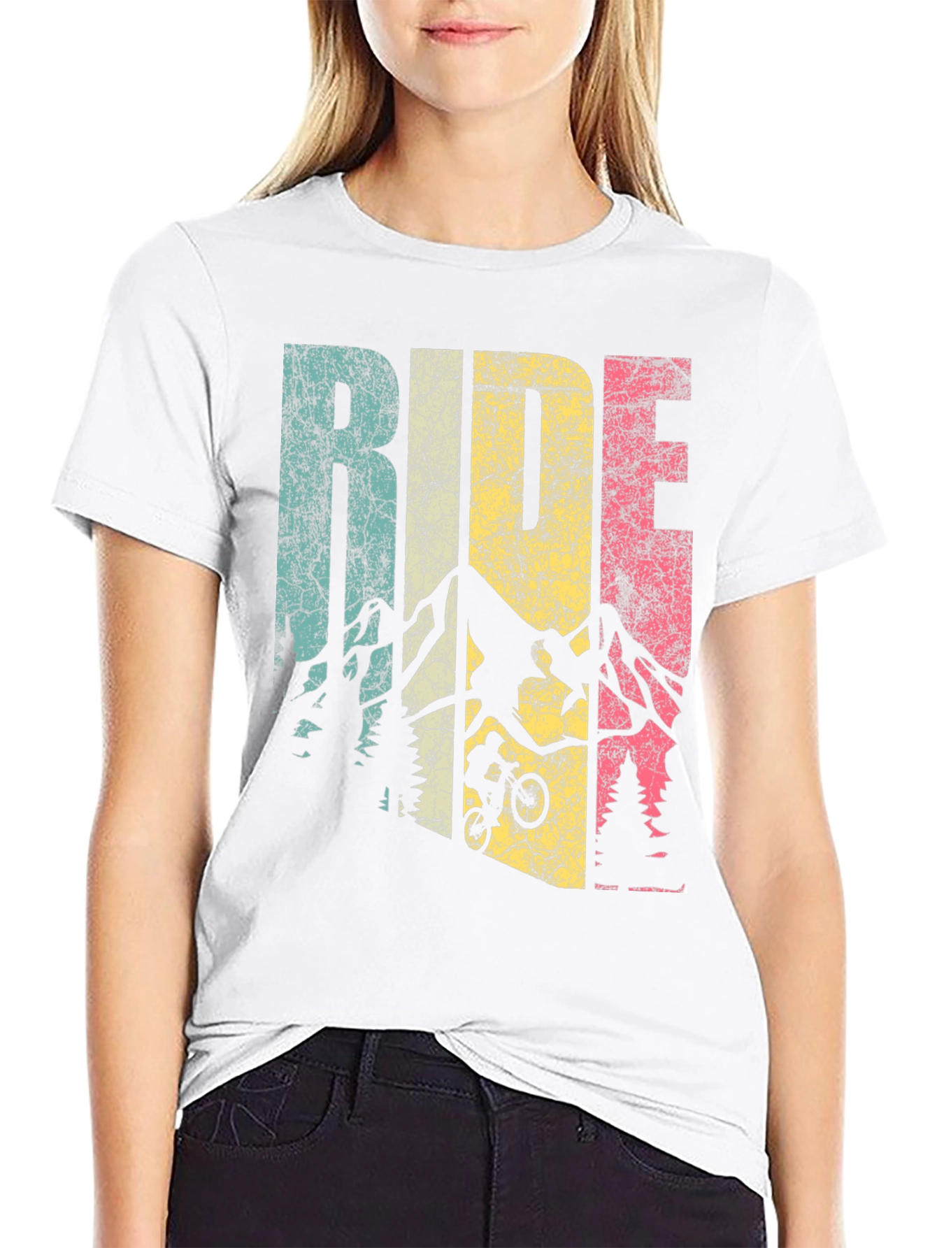 Black Retro Ride Mountain Bike Graphic Tee view 9