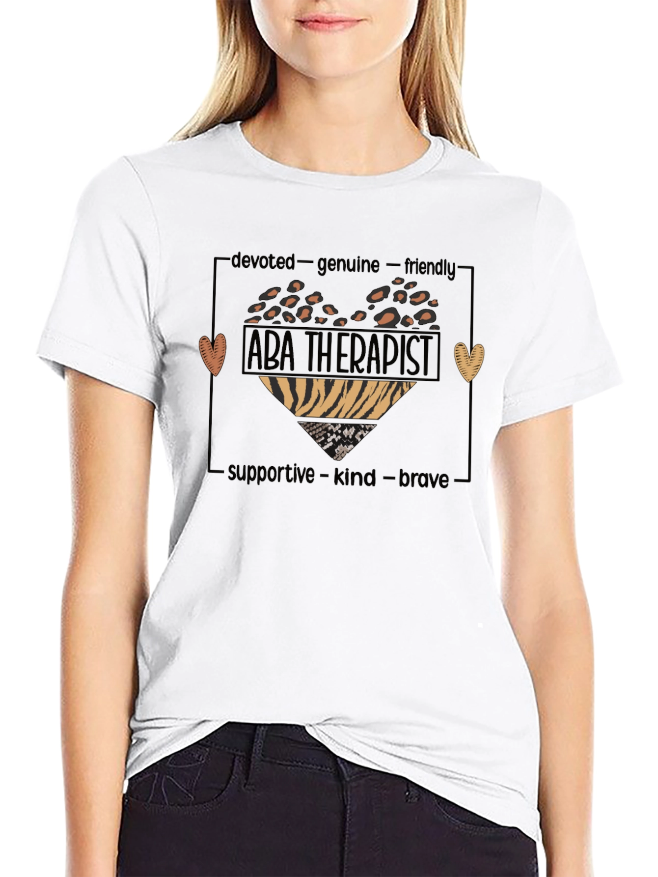 Black ABA Therapist Heart Graphic Tee view 9