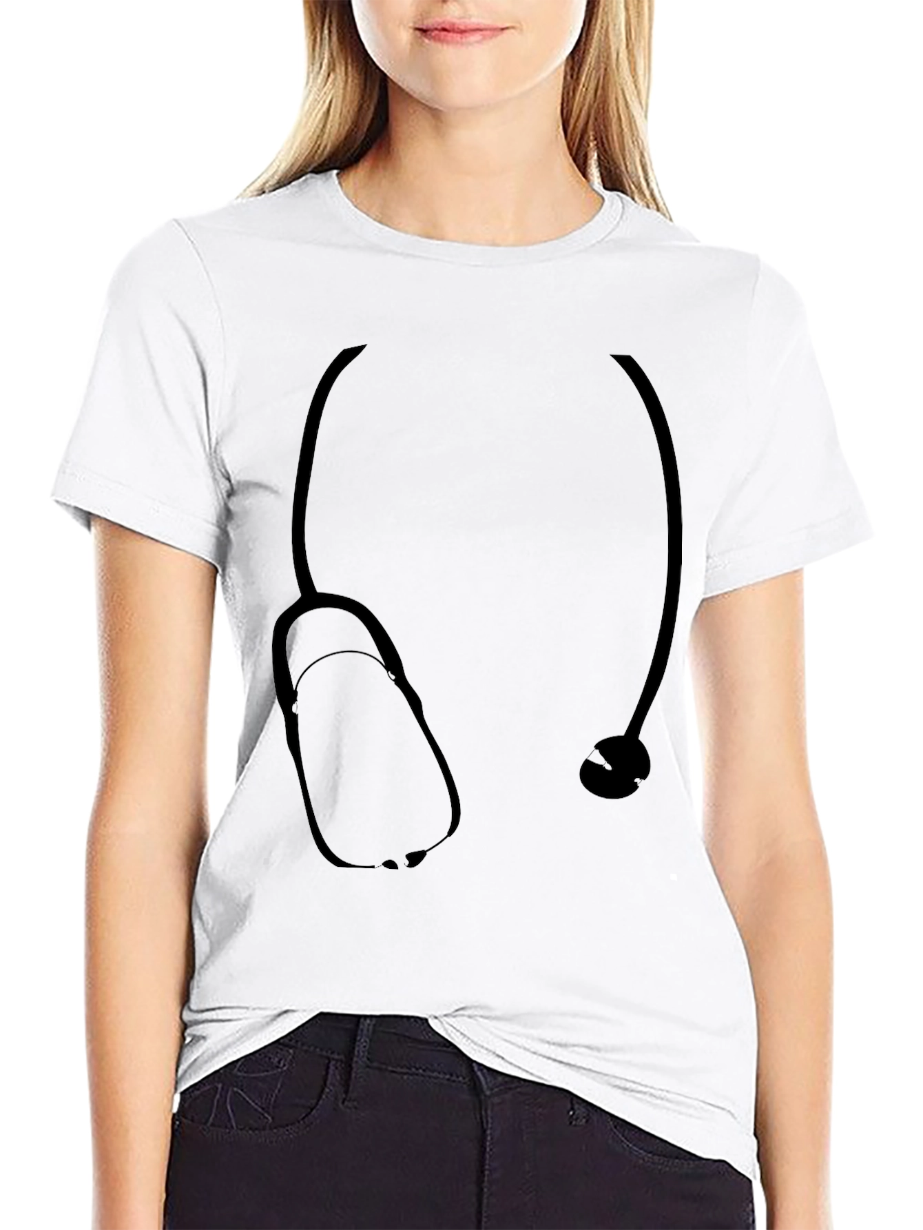 Black Stethoscope Graphic Tee - Medical Professional Apparel view 9