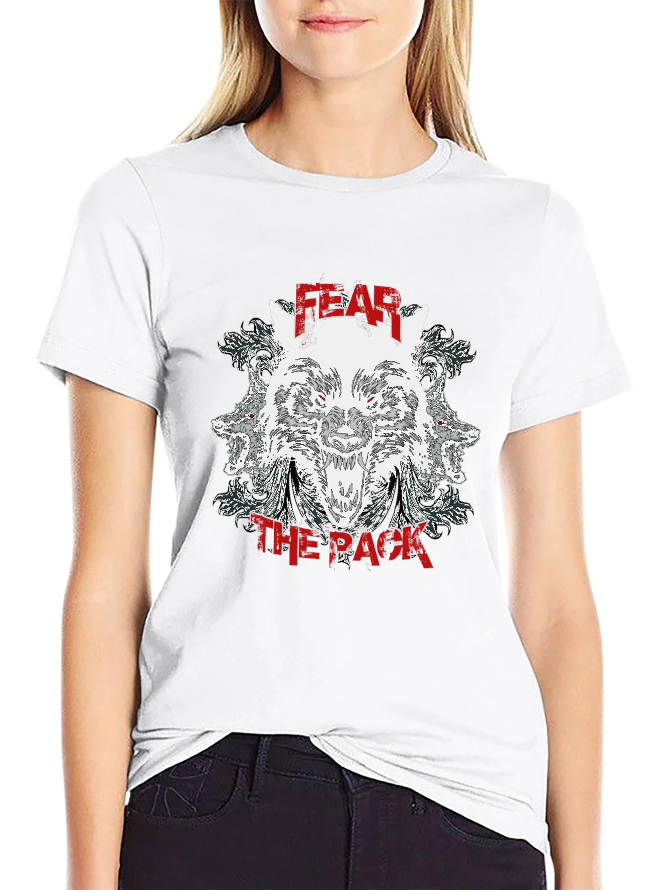 Black Fear The Pack Wolf Graphic T-Shirt view 9