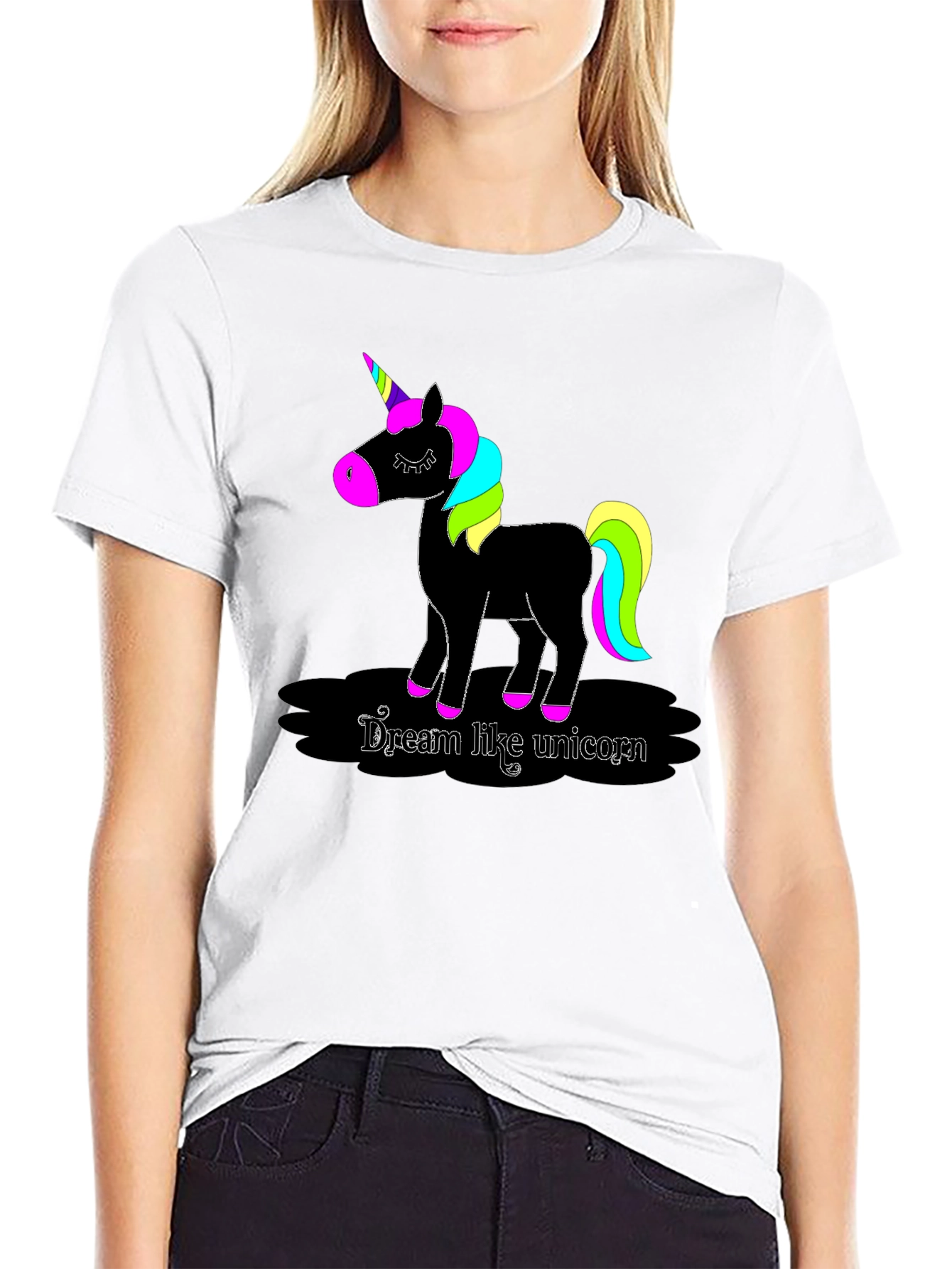 Black Dream Like Unicorn Black T-Shirt view 9