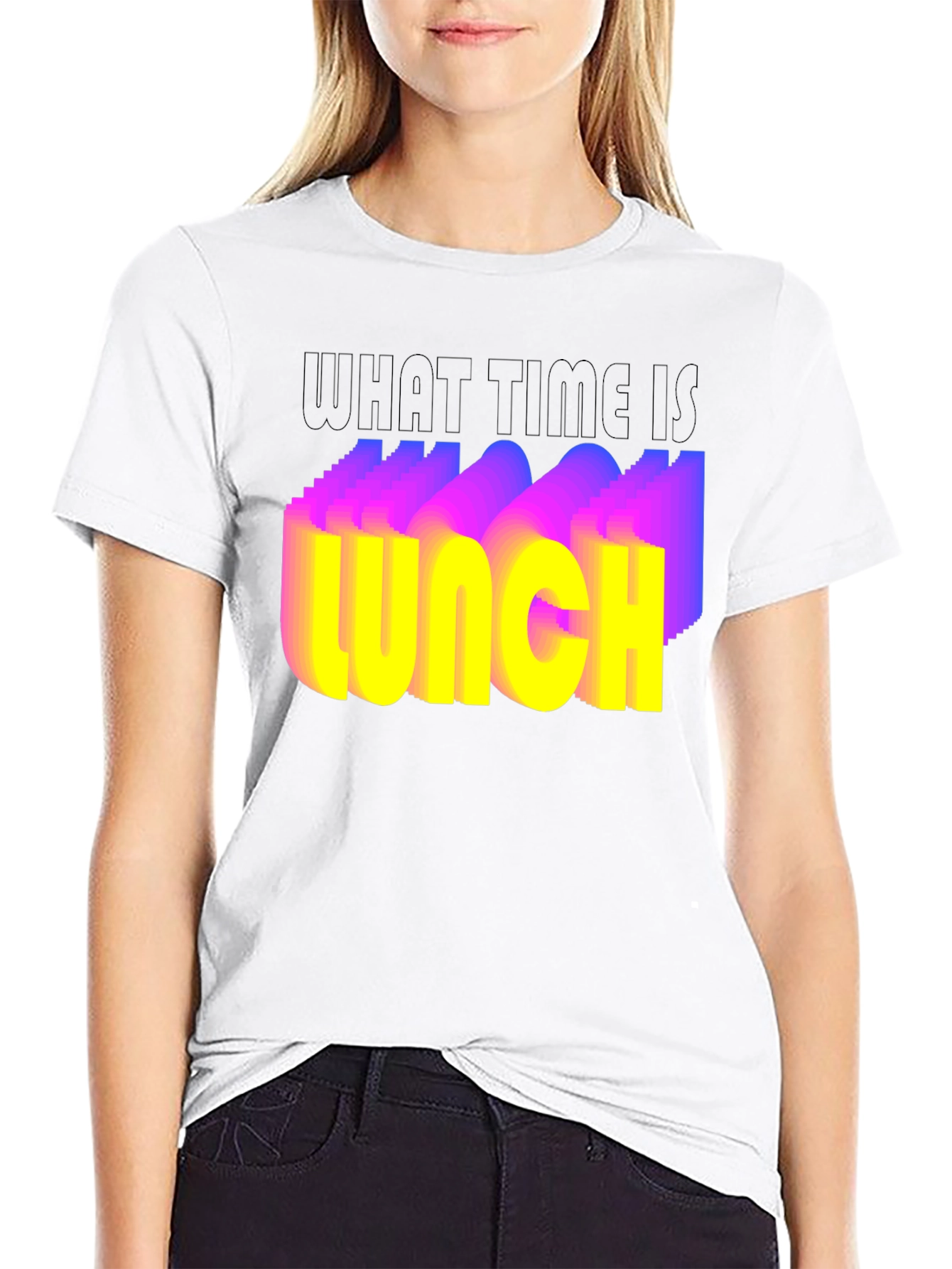 Black What Time Is Lunch T-Shirt - Funny Foodie Tee view 9