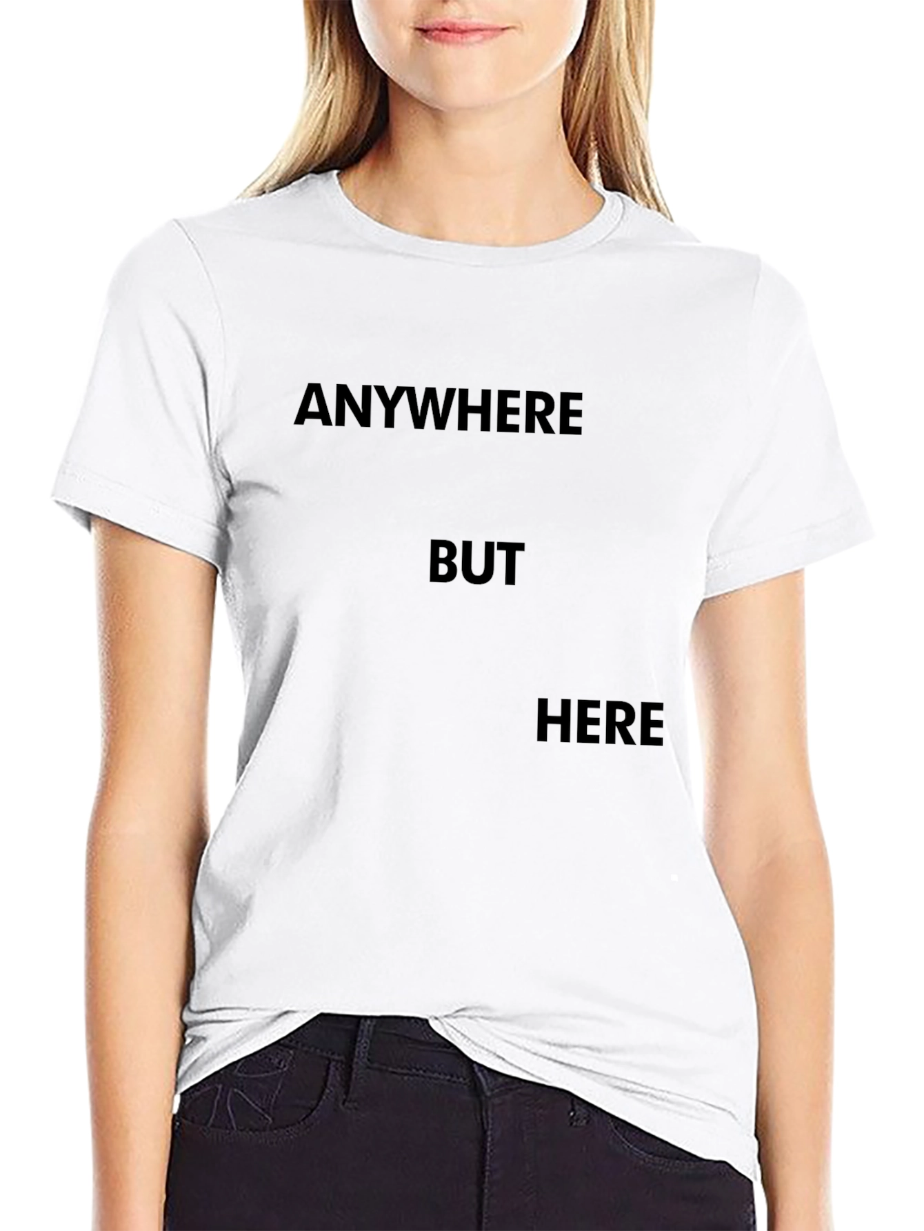 Black Anywhere But Here Graphic Tee - Black Cotton Blend view 9