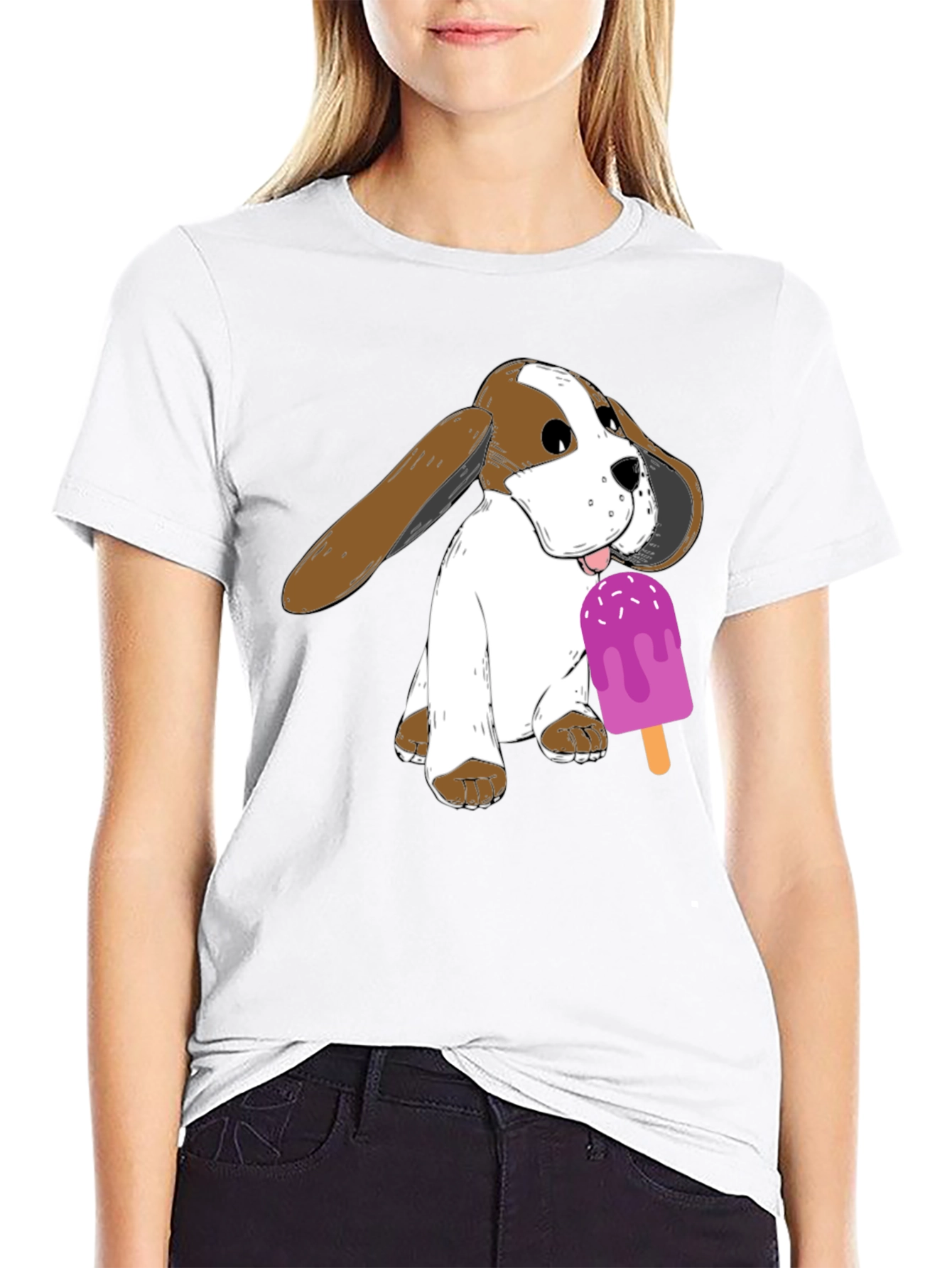 Black Dog with Popsicle Graphic T-Shirt - Black view 9