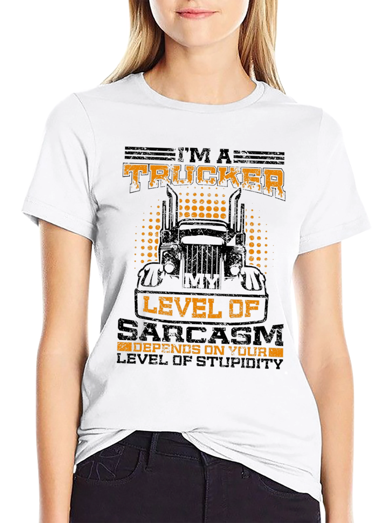 Black Trucker Sarcasm Level T-Shirt view 9
