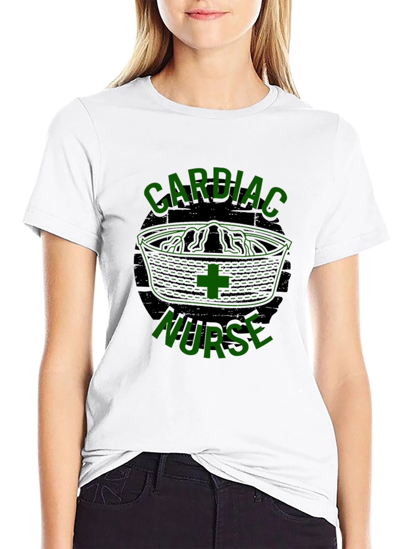 Black Cardiac Nurse T-Shirt - Black Cotton Blend Tee view 9