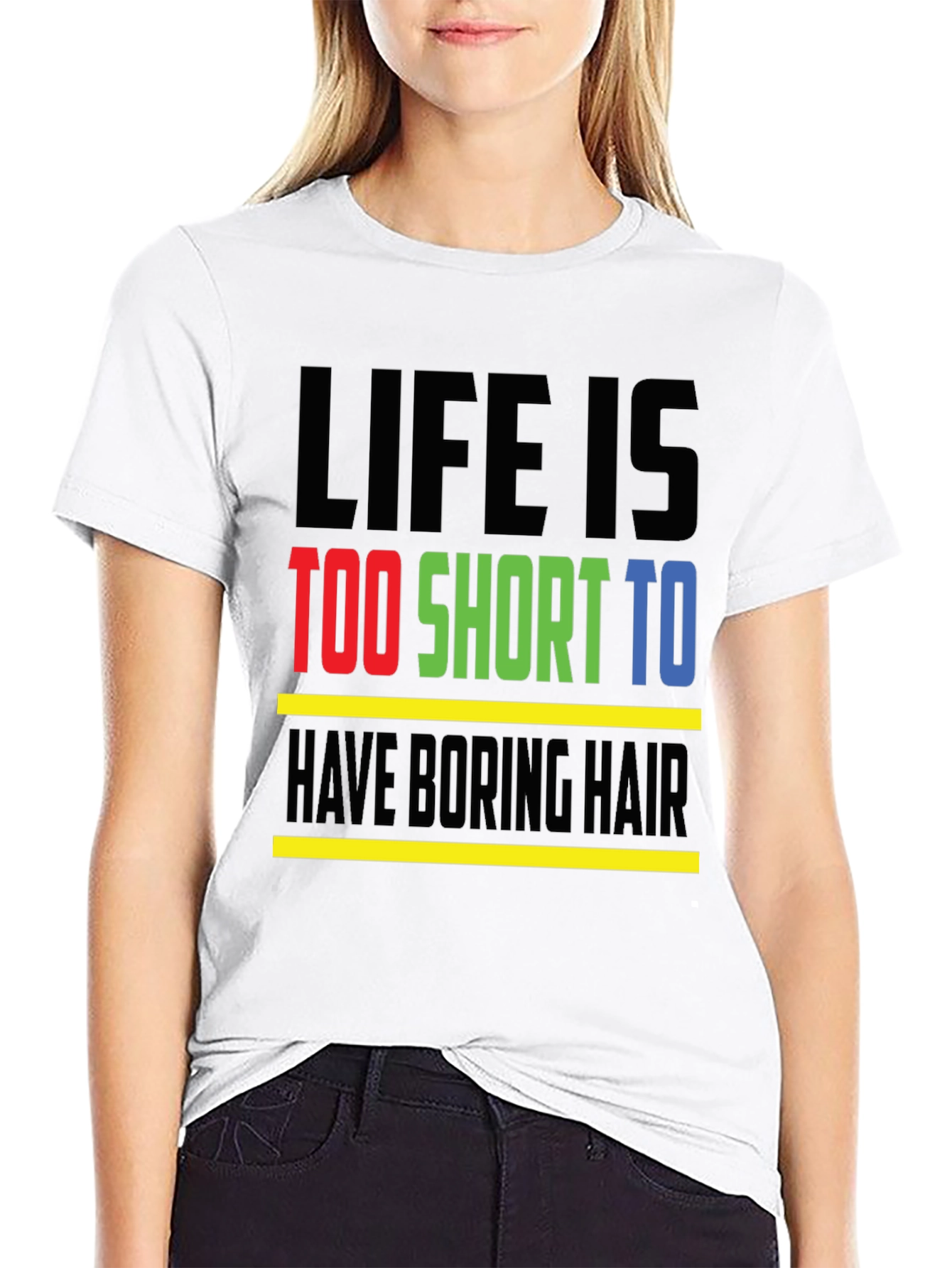 Black Life is Too Short T-Shirt - Funny Hair Statement Tee view 9