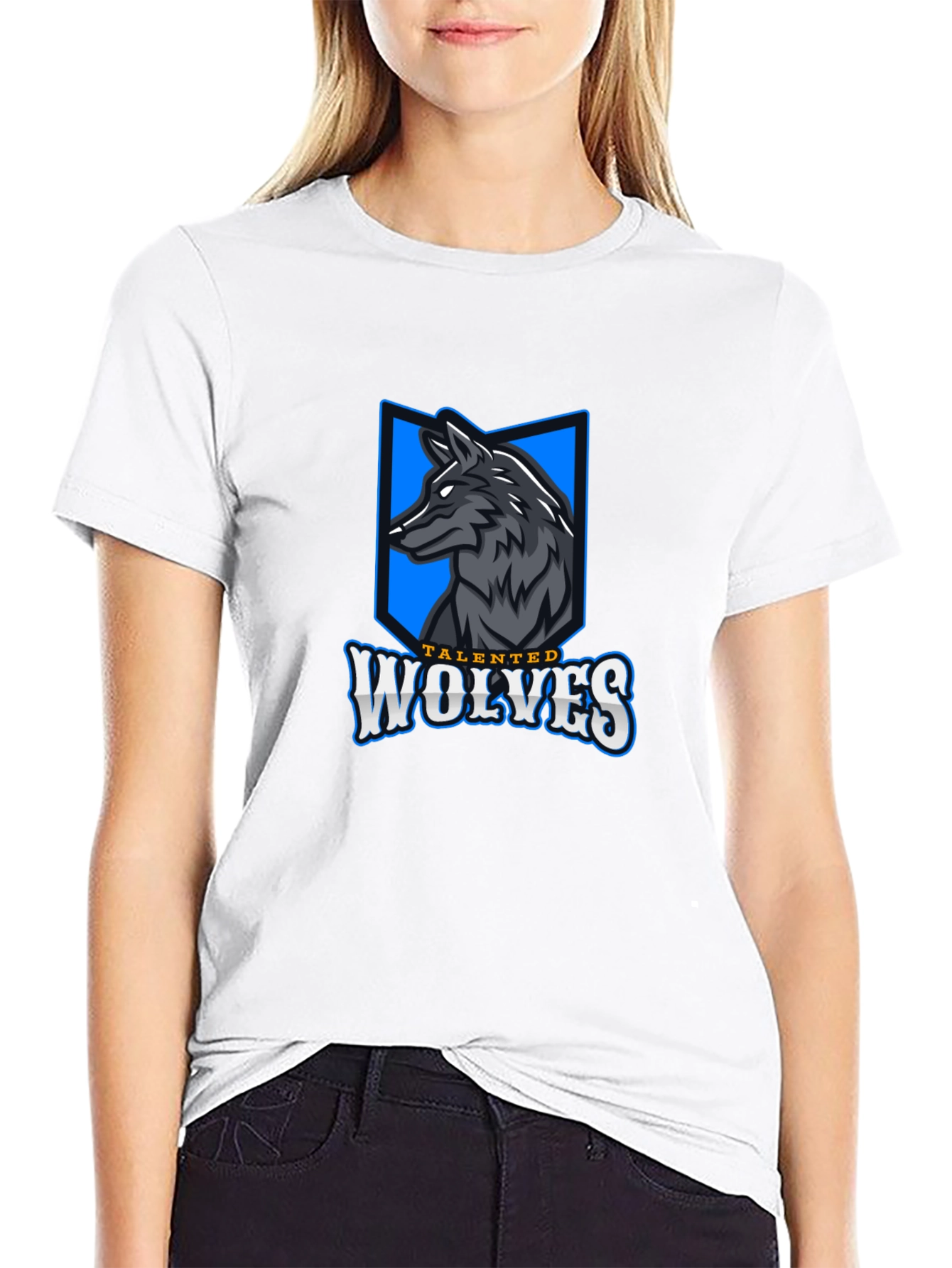 Black Talented Wolves Graphic Print Black T-Shirt view 9