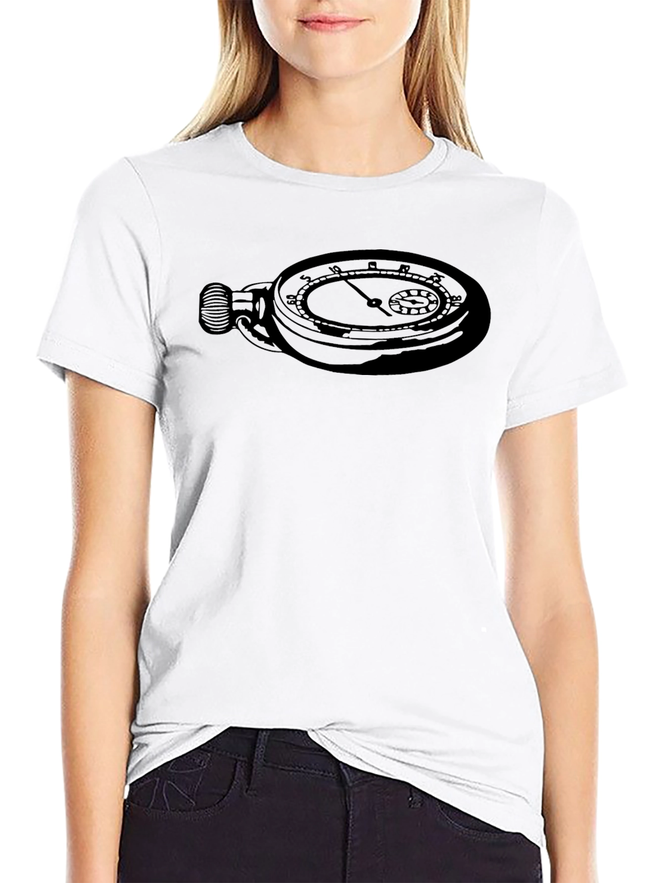 Black Vintage Pocket Watch Graphic Tee - Classic Black view 9
