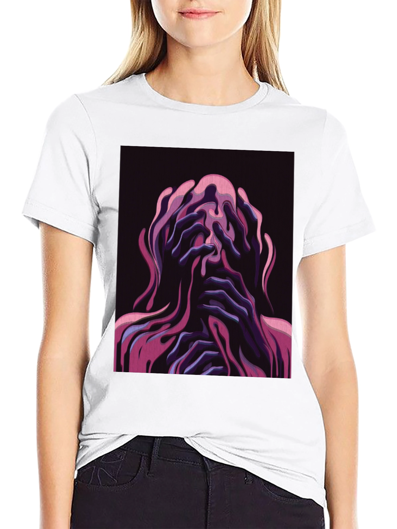 Black Distorted Psychedelic Graphic Tee - Stylish Unisex T-Shirt view 9