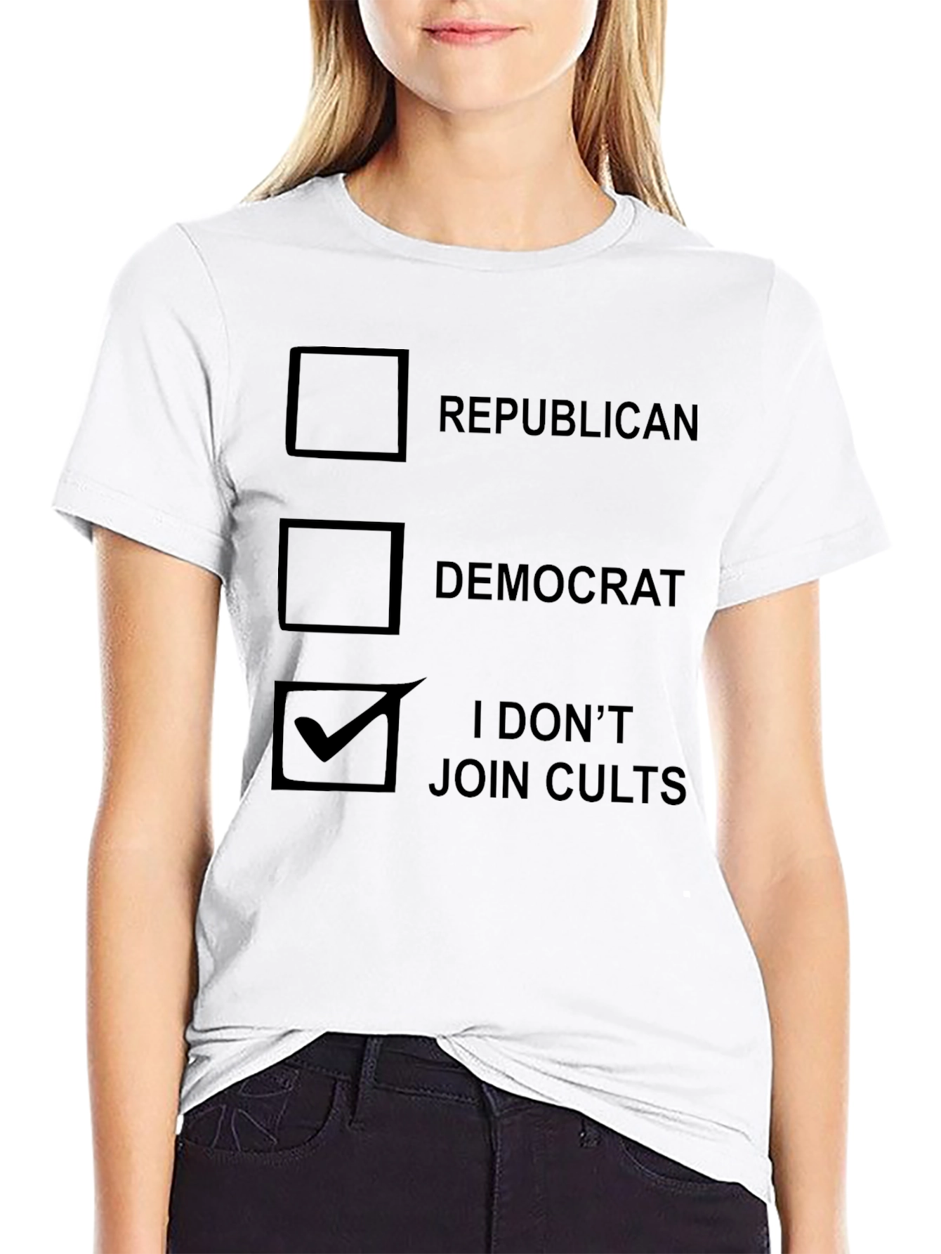 Black Political Humor T-Shirt - I Don't Join Cults view 9