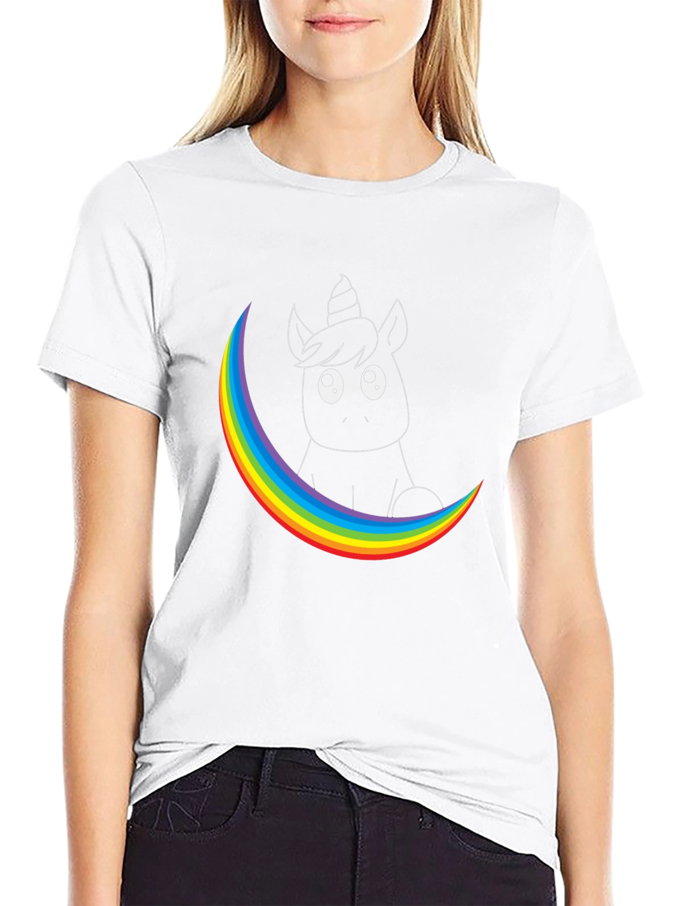 Black Unicorn Rainbow T-Shirt - Graphic Tee view 9