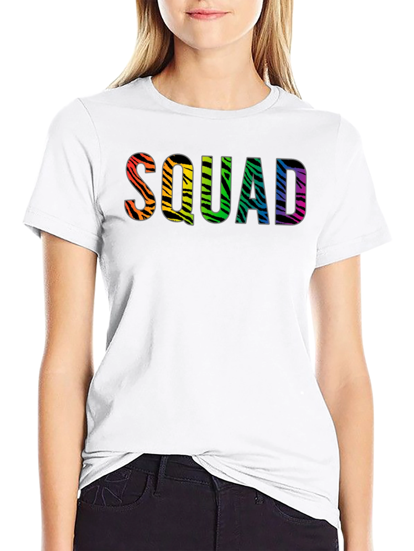 Black Squad Zebra Rainbow Graphic Tee view 9