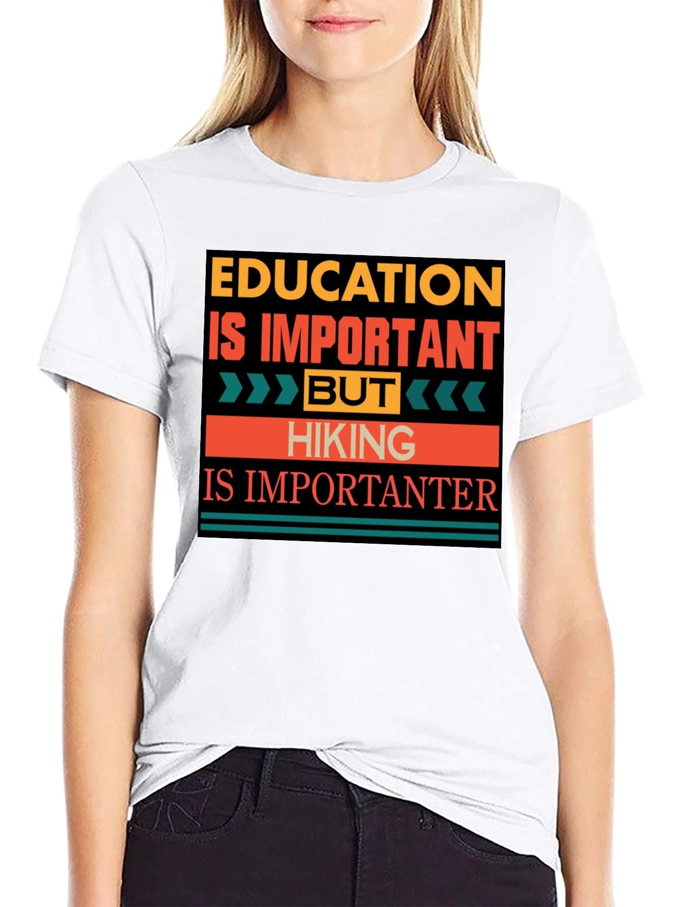 Black Education vs. Hiking Graphic Tee - Hiking is Importanter! view 9