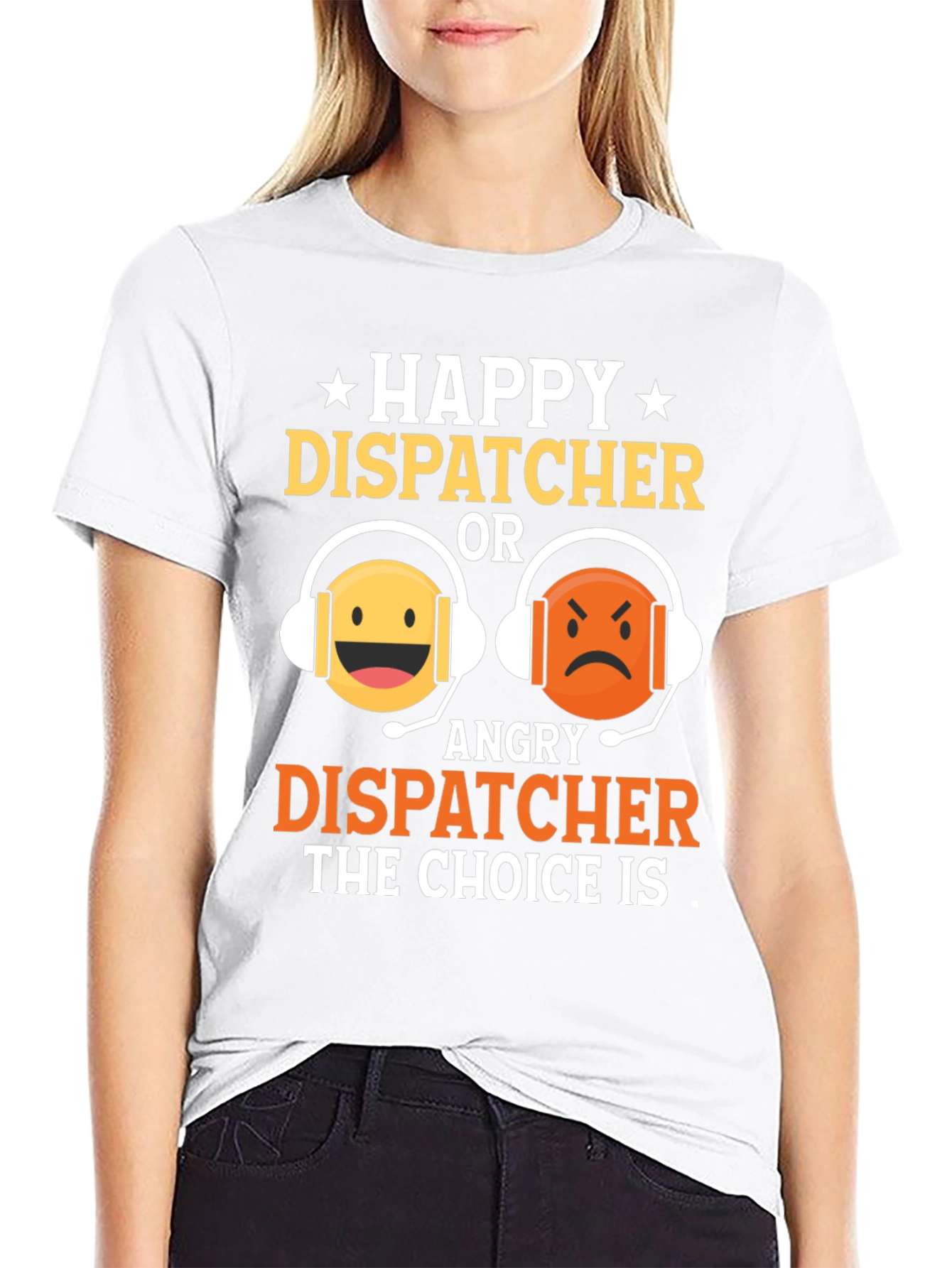 Black Happy or Angry Dispatcher Graphic T-Shirt view 9