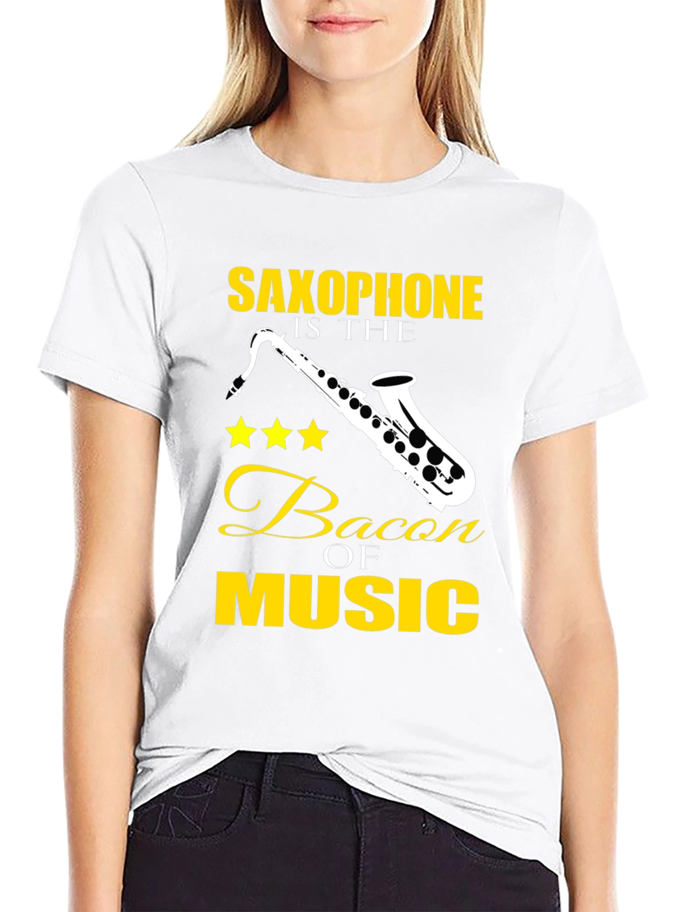 Black Saxophone is the Bacon of Music T-Shirt view 9