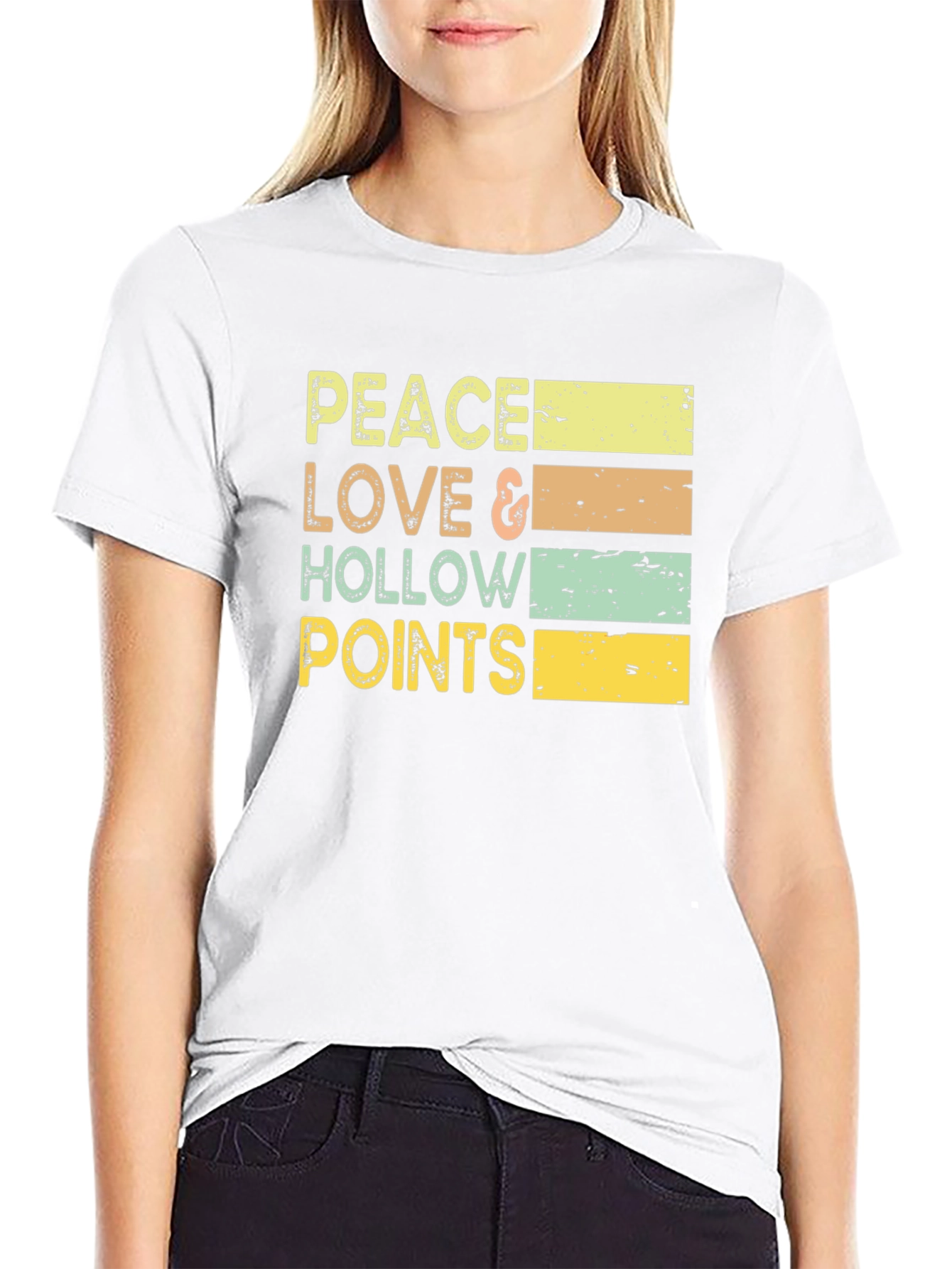 Black Peace Love Hollow Points Graphic Tee view 9